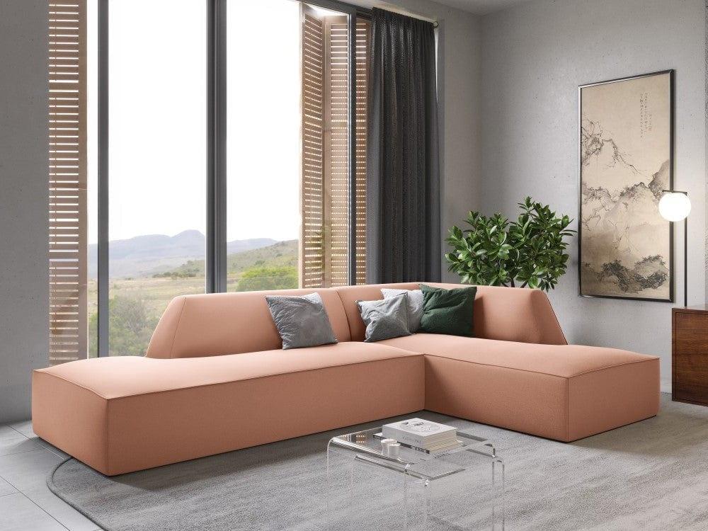 Sofa narożna aksamitna prawostronna RUBY łososiowy Micadoni Eye on Design