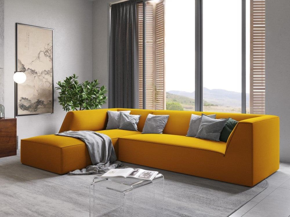 Narożnik aksamitny 4-osobowy lewostronny RUBY żółty Micadoni Eye on Design