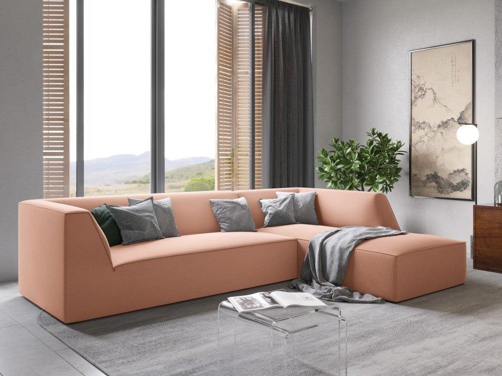 Narożnik aksamitny 4-osobowy prawostronny RUBY łososiowy Micadoni Eye on Design