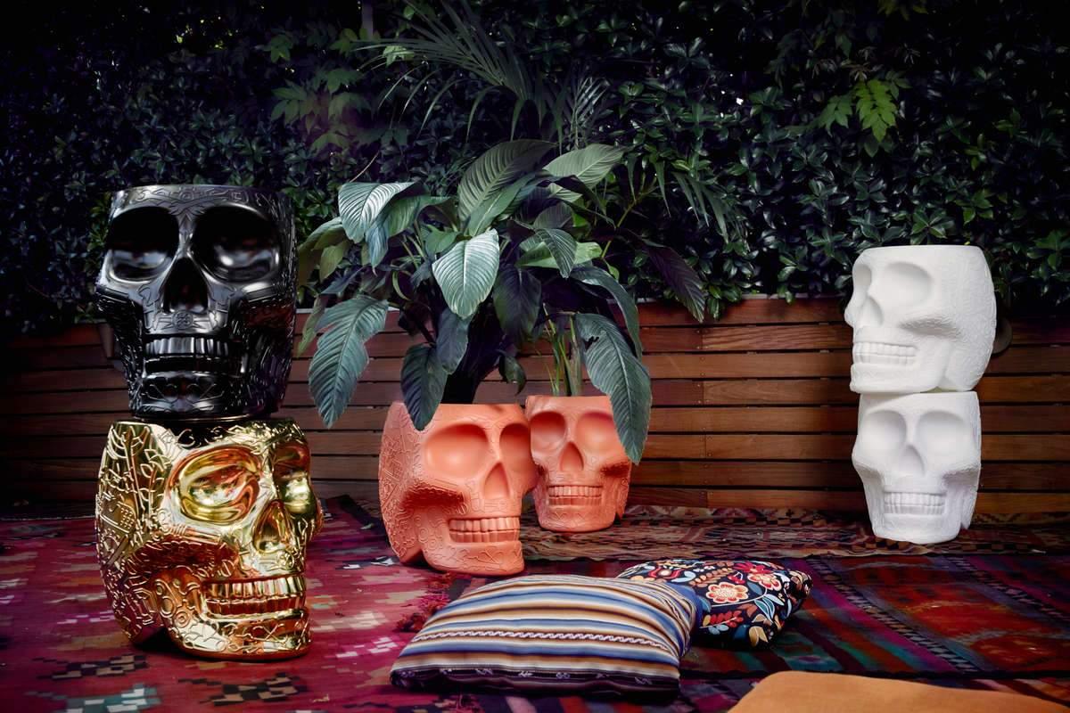 Stołek i stolik boczny MEXICO terakota Qeeboo Eye on Design