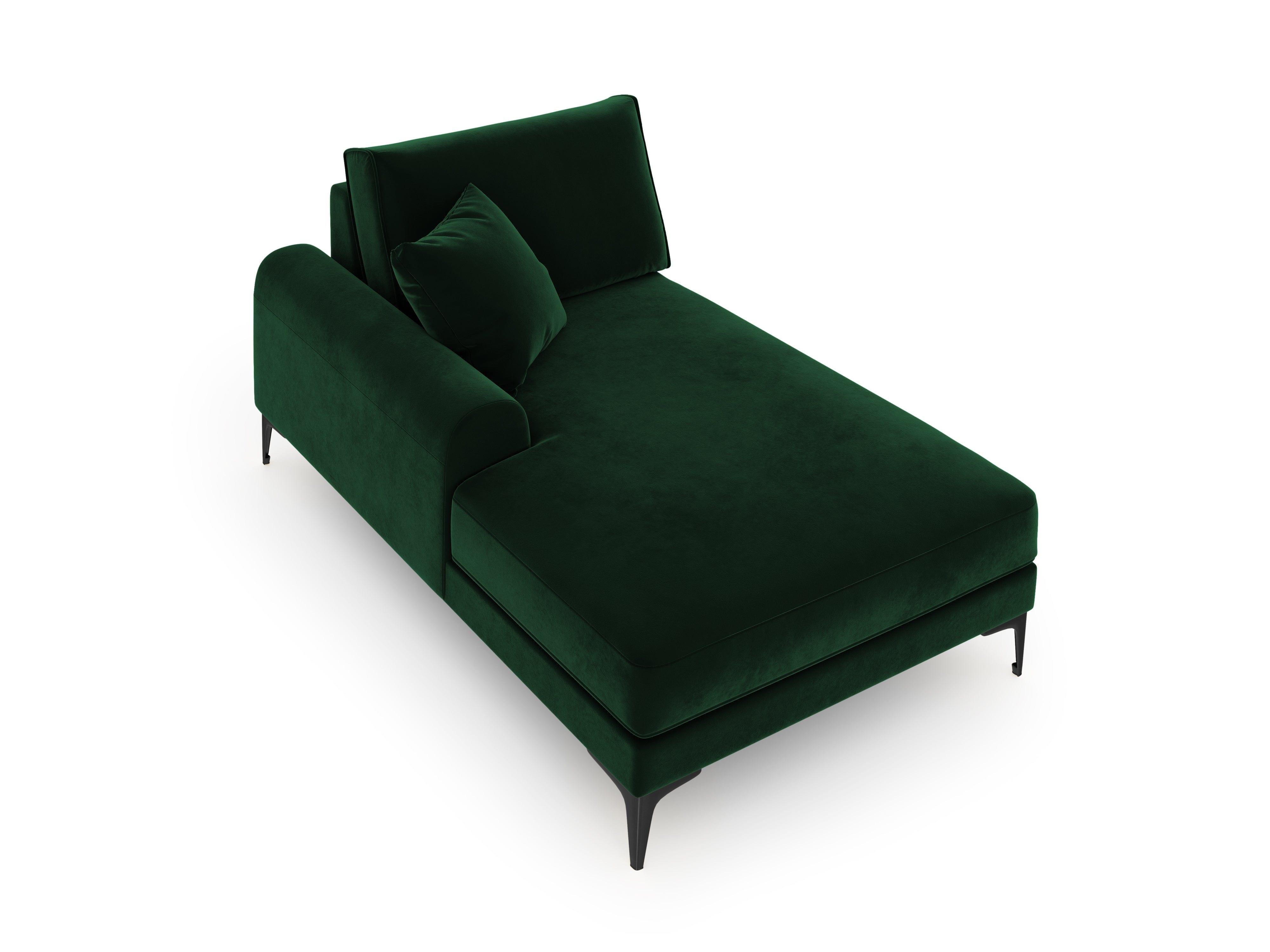 Szezlong aksamitny lewostronny MADARA butelkowa zieleń z czarną podstawą Mazzini Sofas Eye on Design