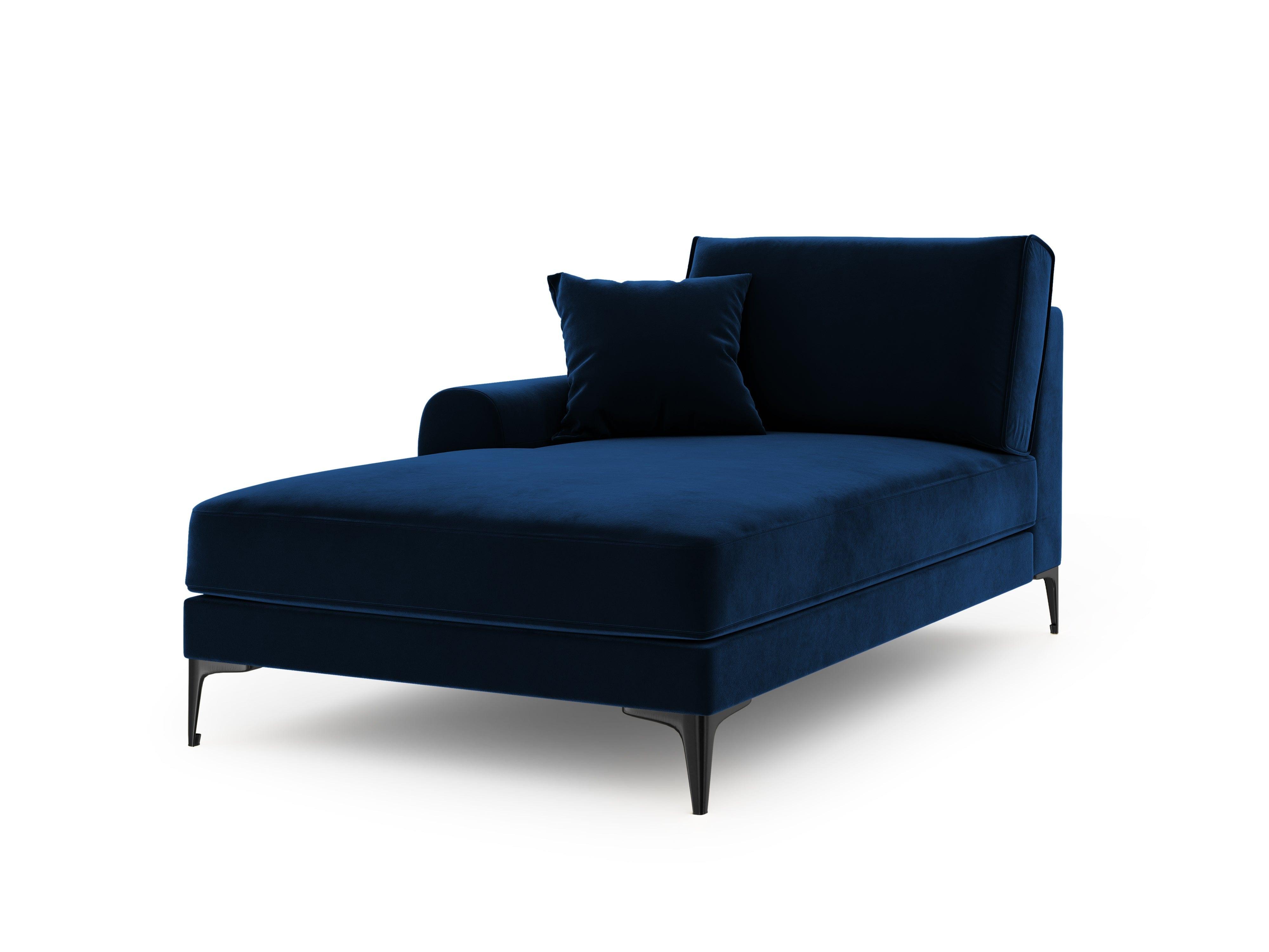 Szezlong aksamitny lewostronny MADARA królewski niebieski z czarną podstawą Mazzini Sofas Eye on Design