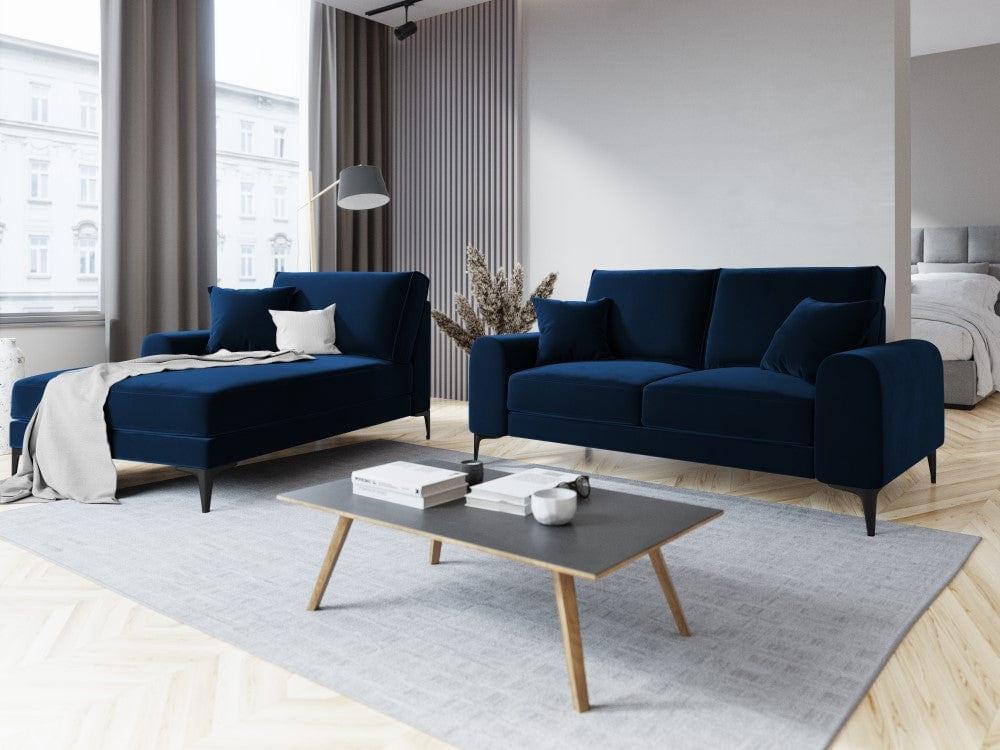 Szezlong aksamitny lewostronny MADARA królewski niebieski z czarną podstawą Mazzini Sofas Eye on Design