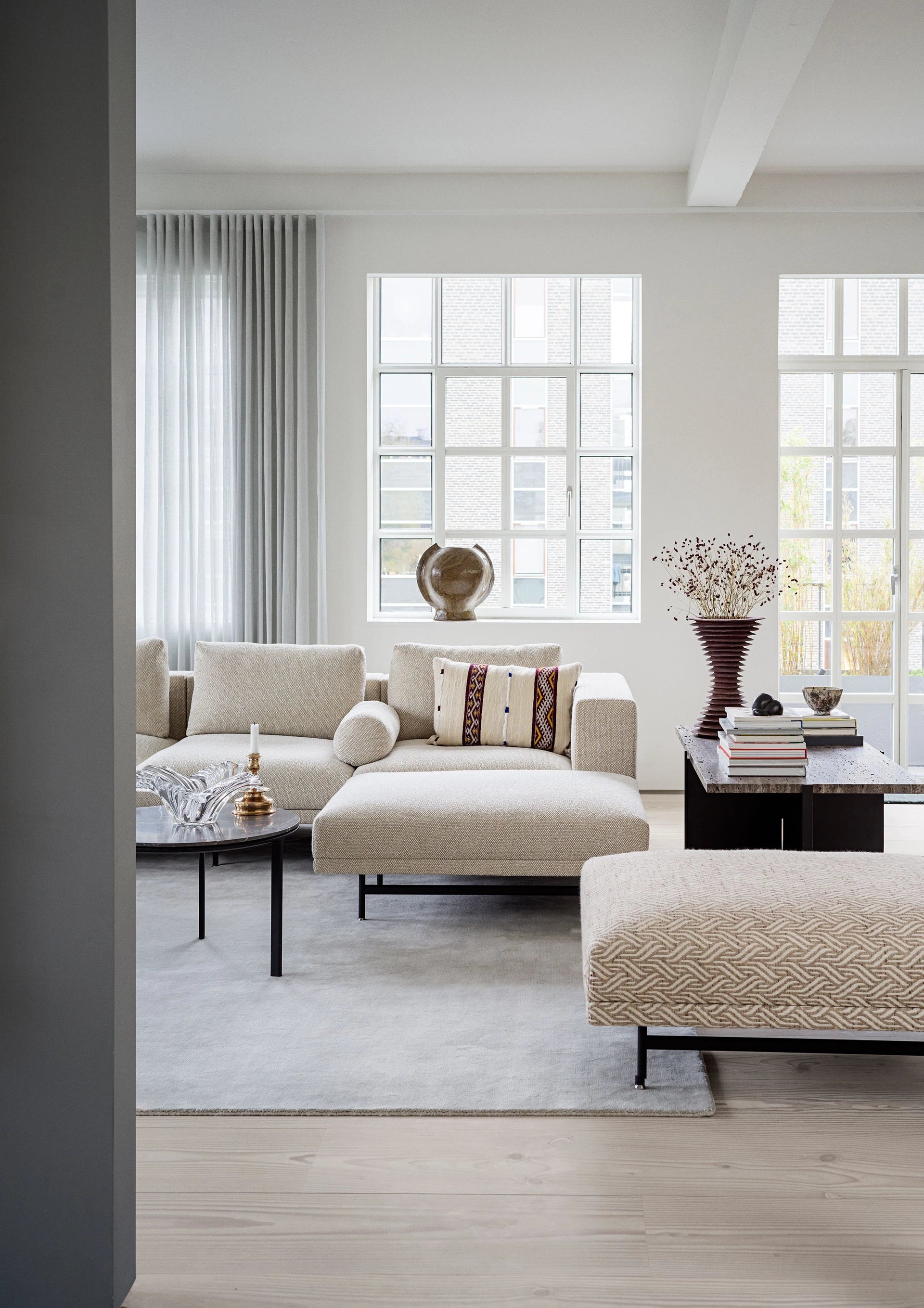 Sofa 3-Sitzer LOFT graue Brook-Stoff mit schwarzem Gestell