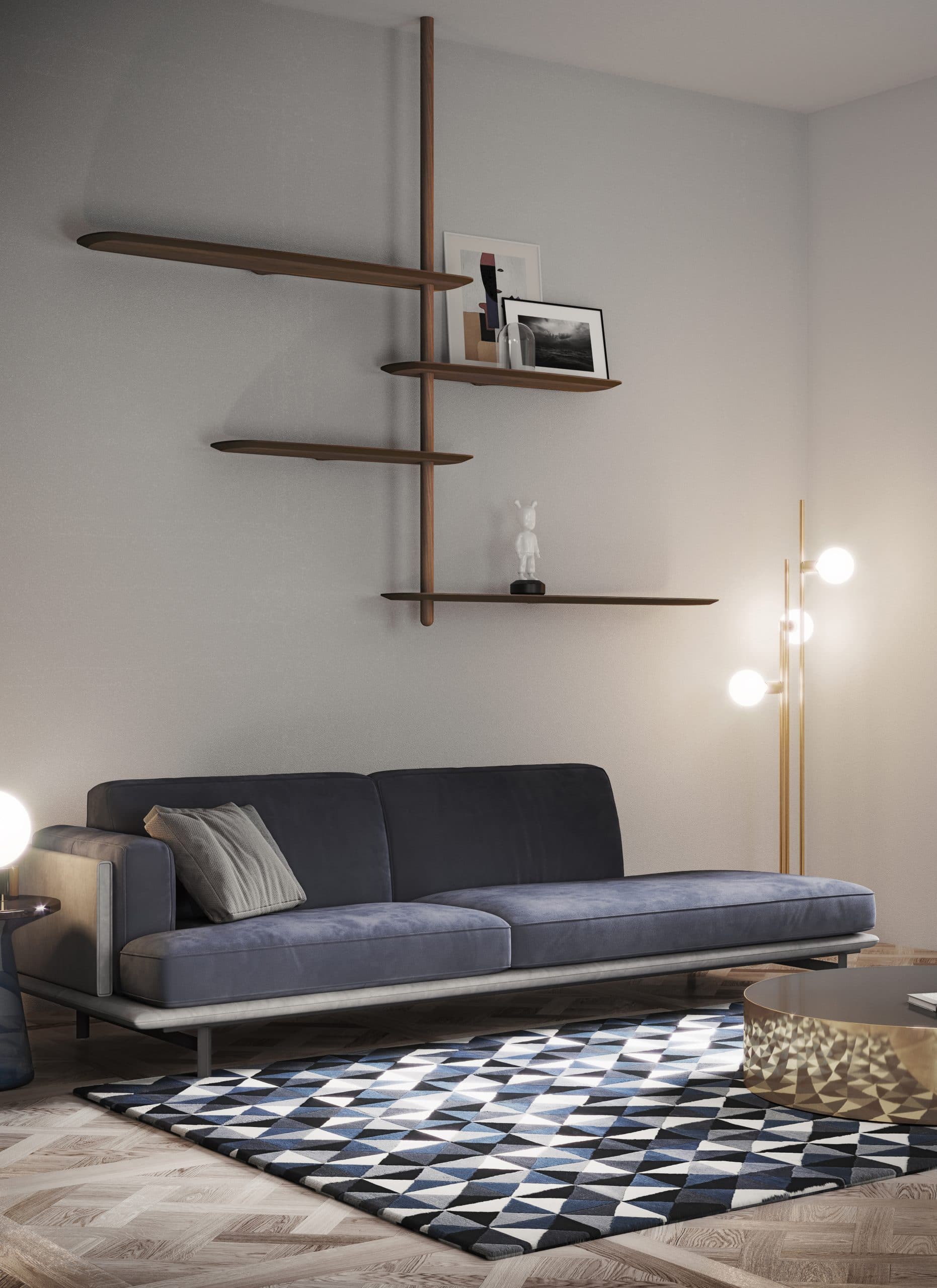 Wandregal UNICA - KONFIGURATION 07 schwarzer Eschenfurnier