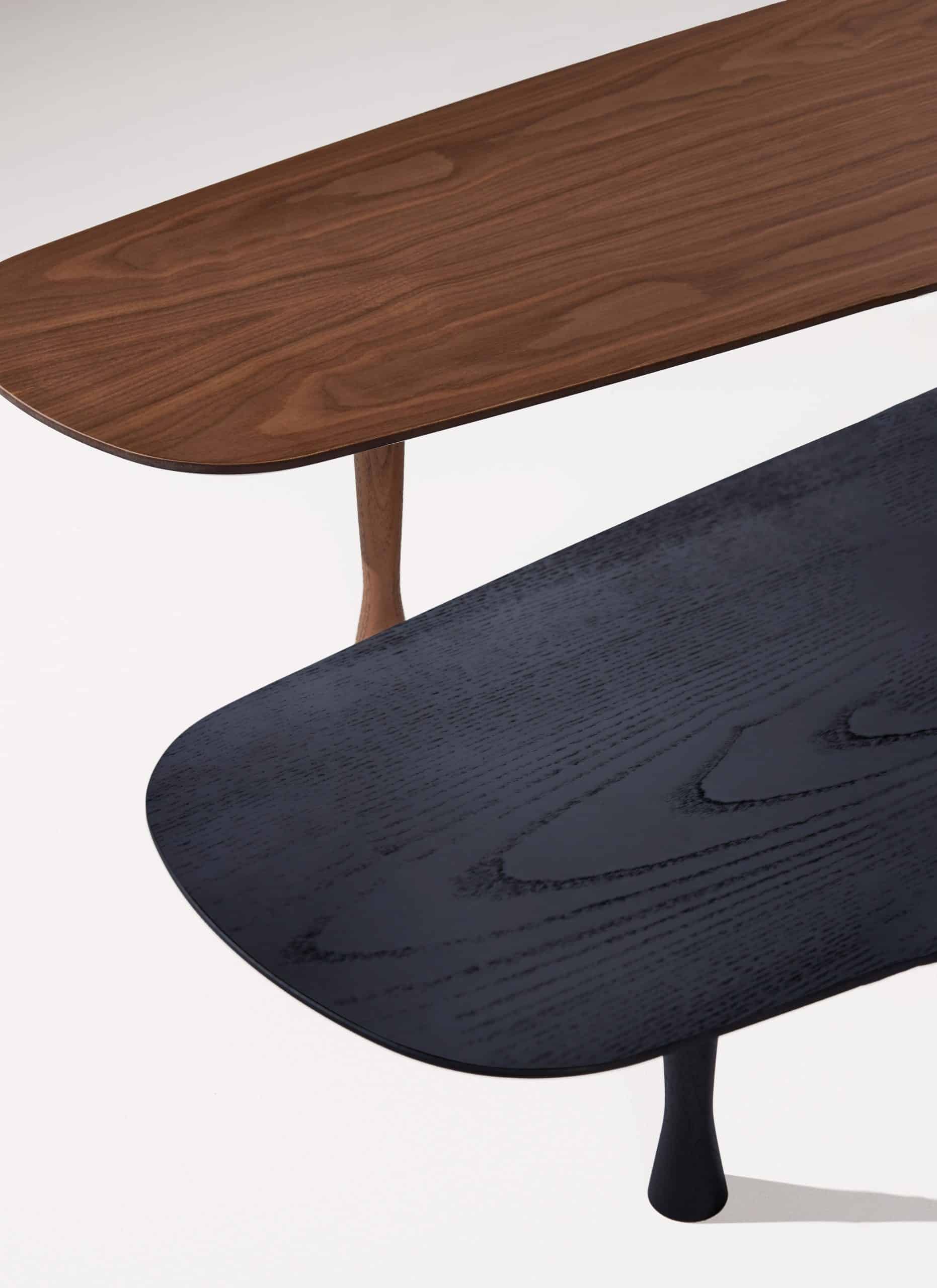 Unique oval coffee table black ash veneer