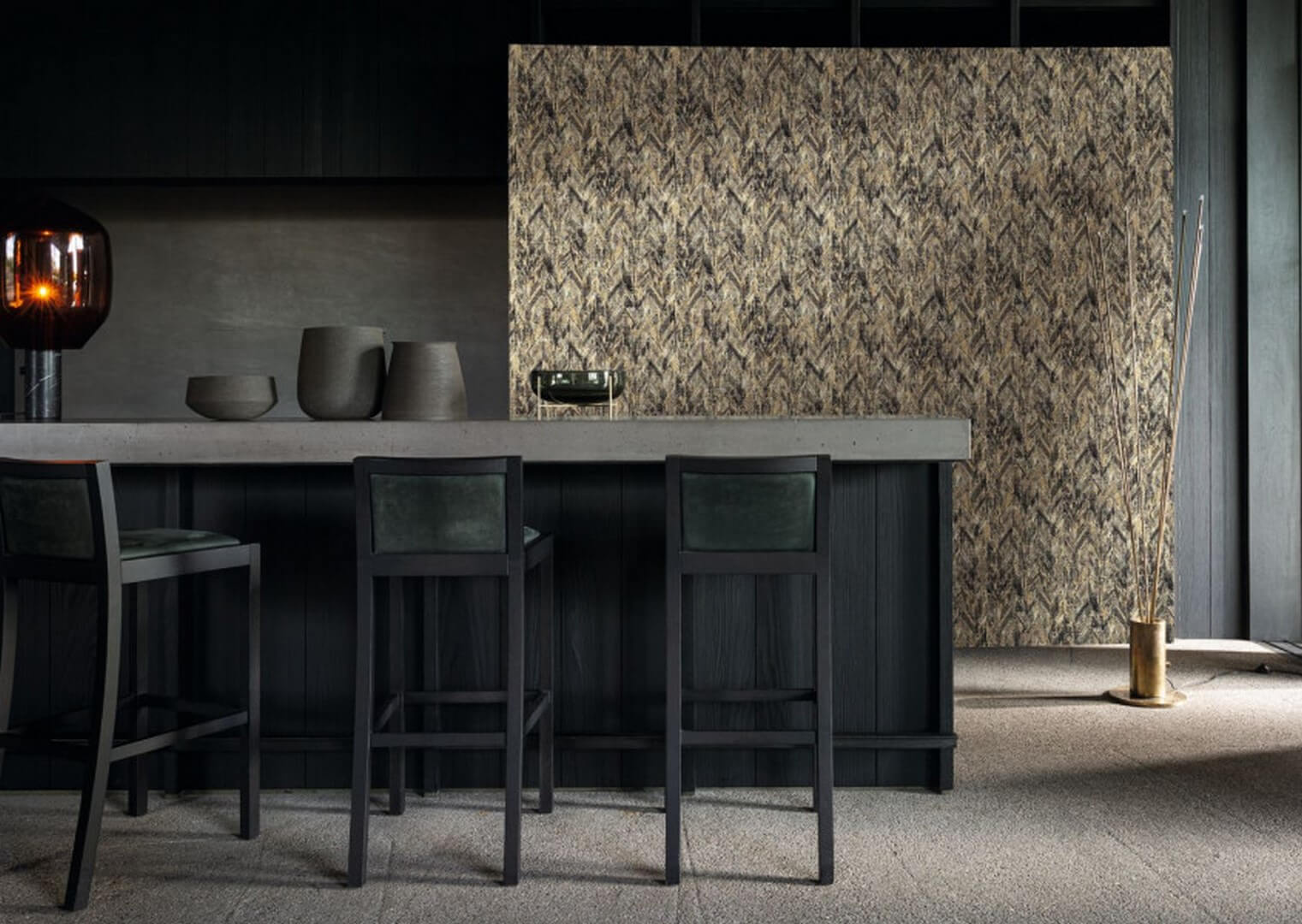 Strukturierte Jacquard-Textiltapete mit abstraktem Muster ARAPAHO - SABLE ENCRE braun mit beige