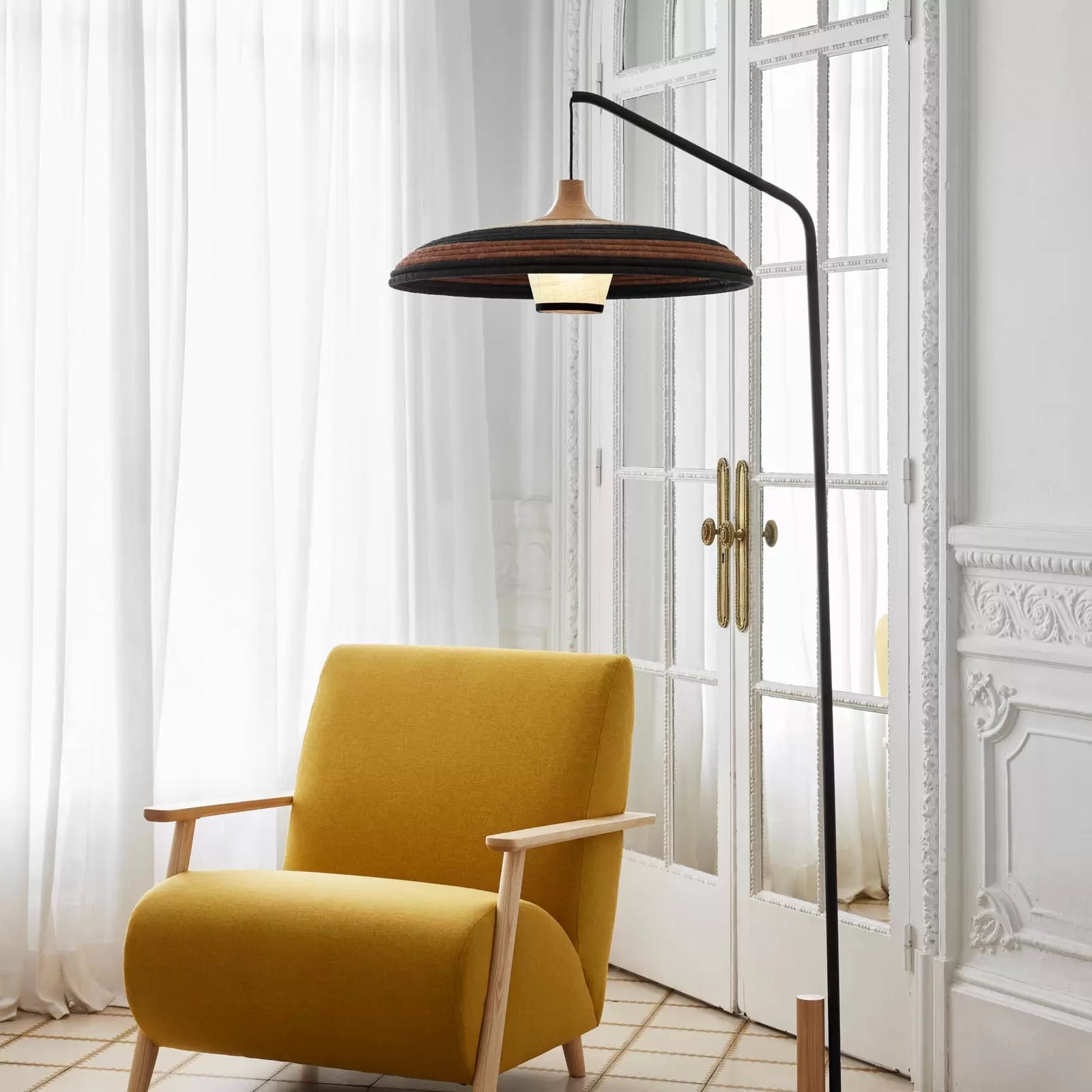 Brown grass floor lamp