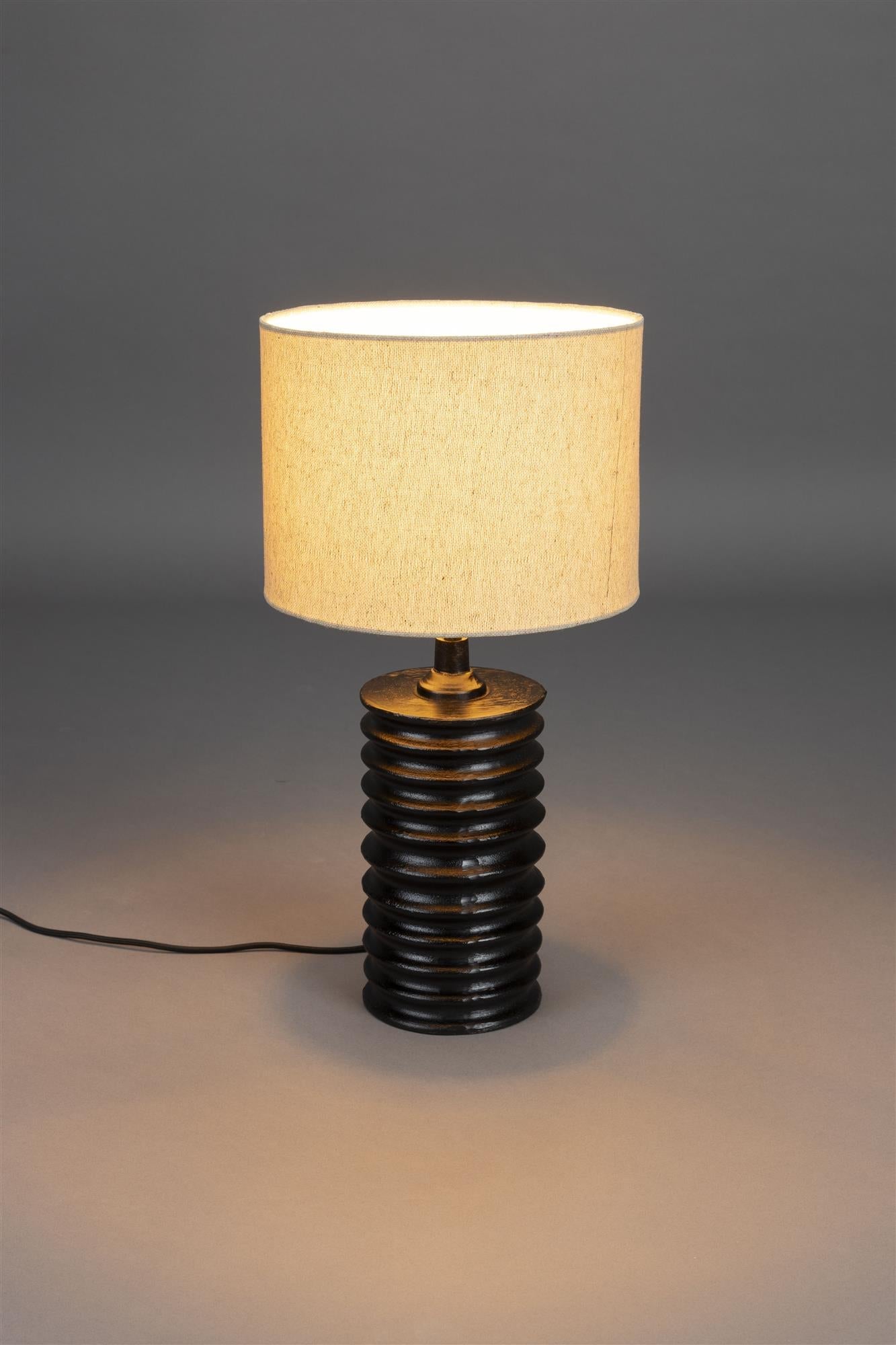 Yalal beige table lamp with a black base