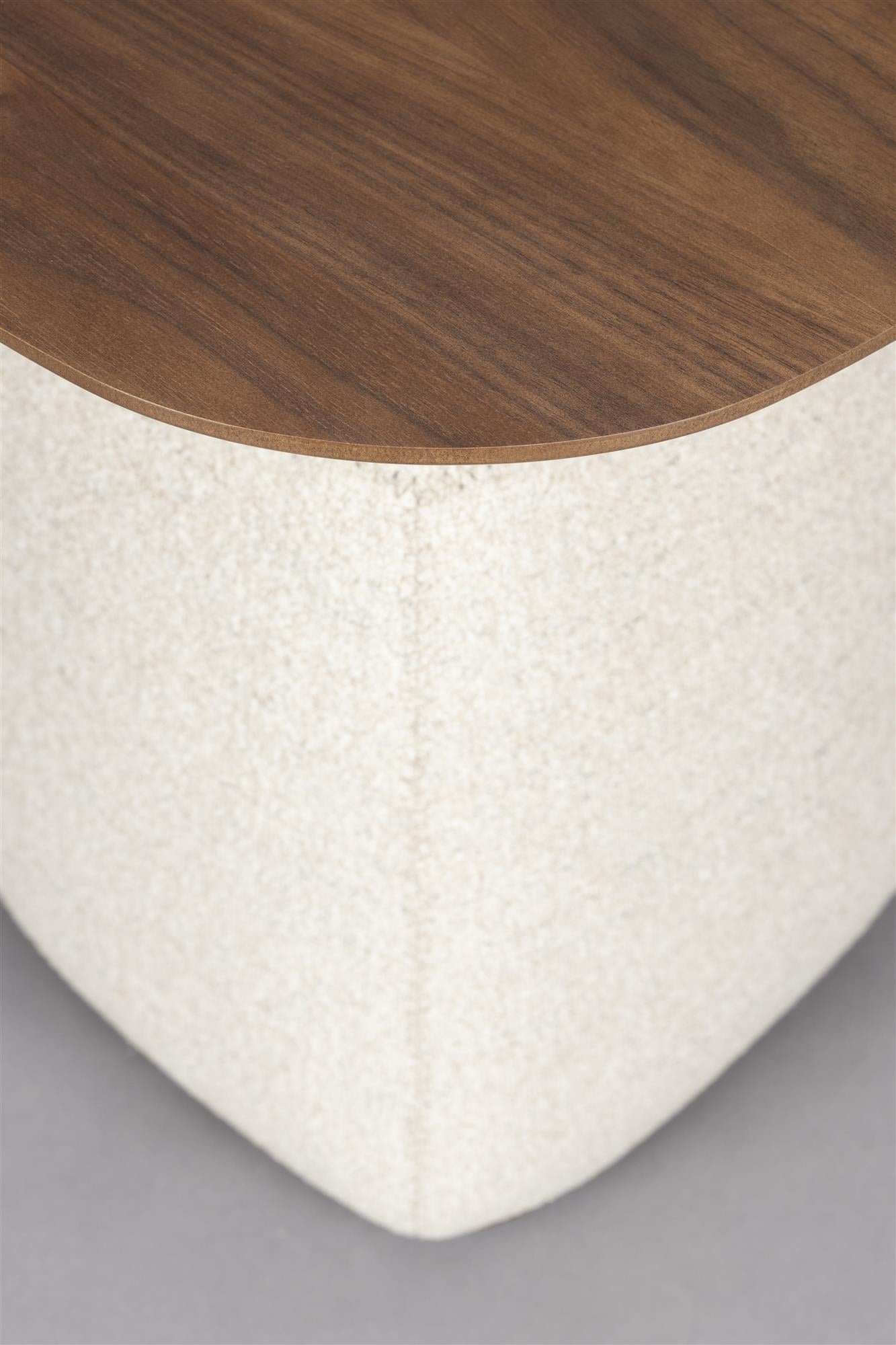 Side table shelly beige with a nut top