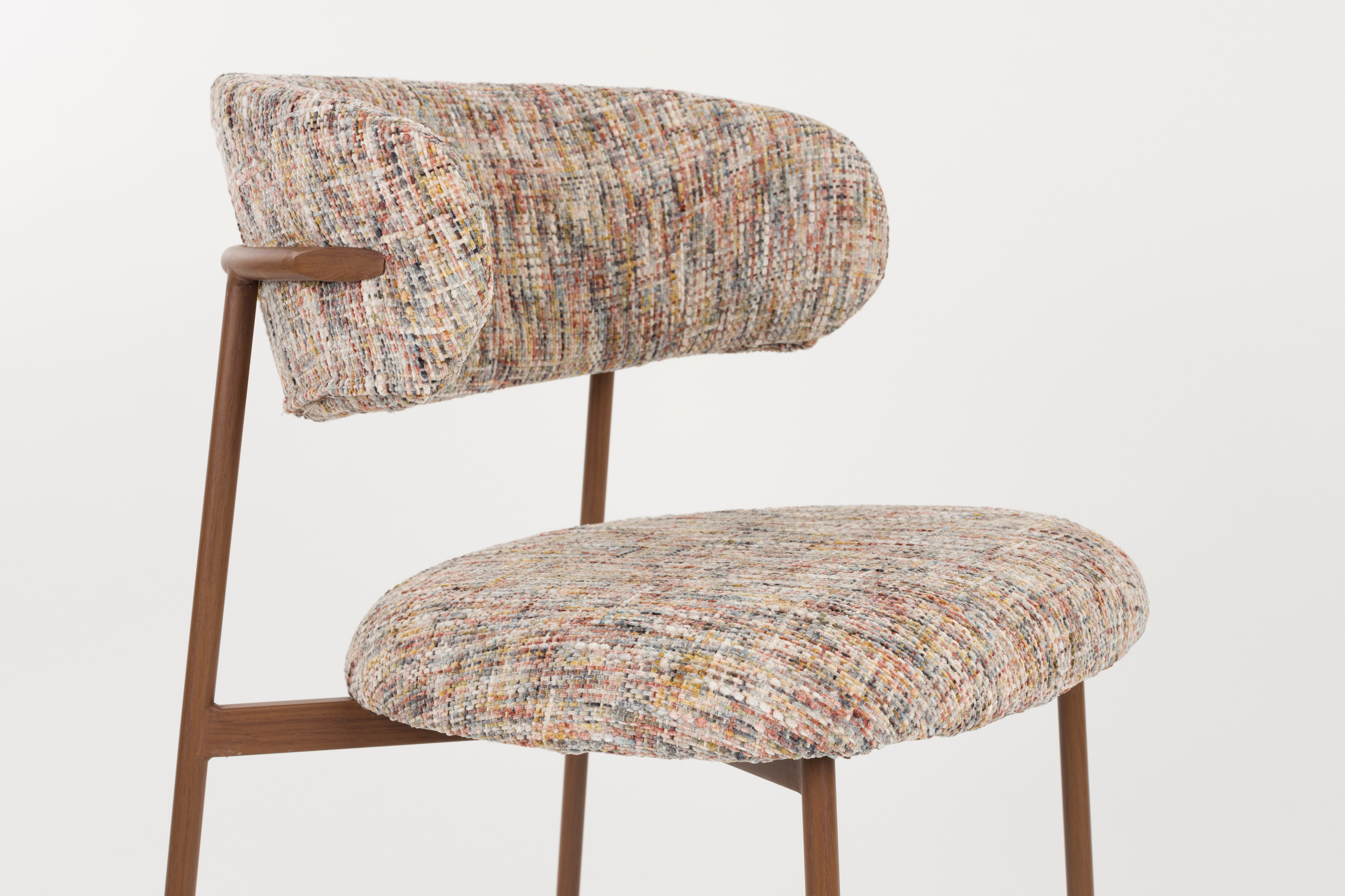 Stuhl CLAES beige Melange mit braunem Gestell