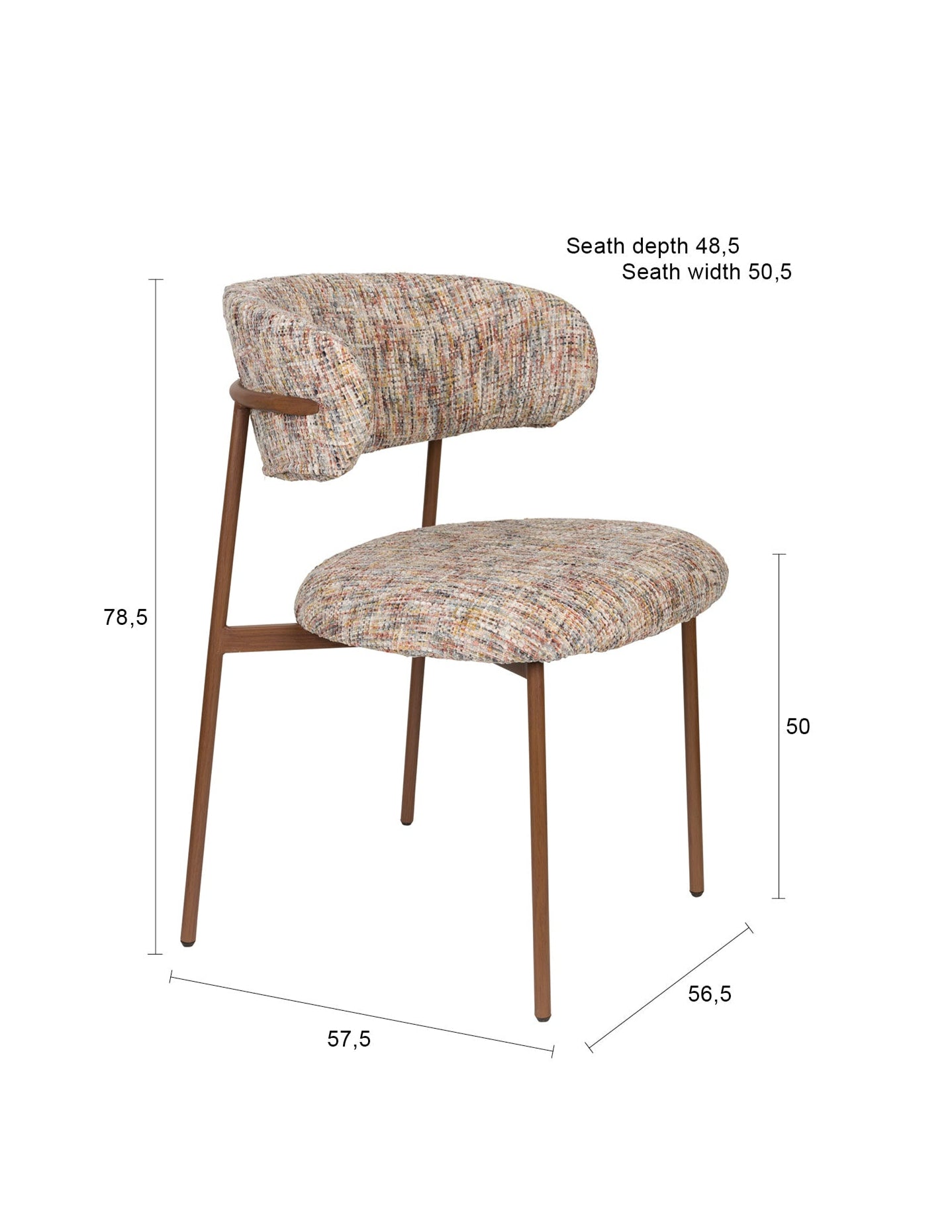 Stuhl CLAES beige Melange mit braunem Gestell
