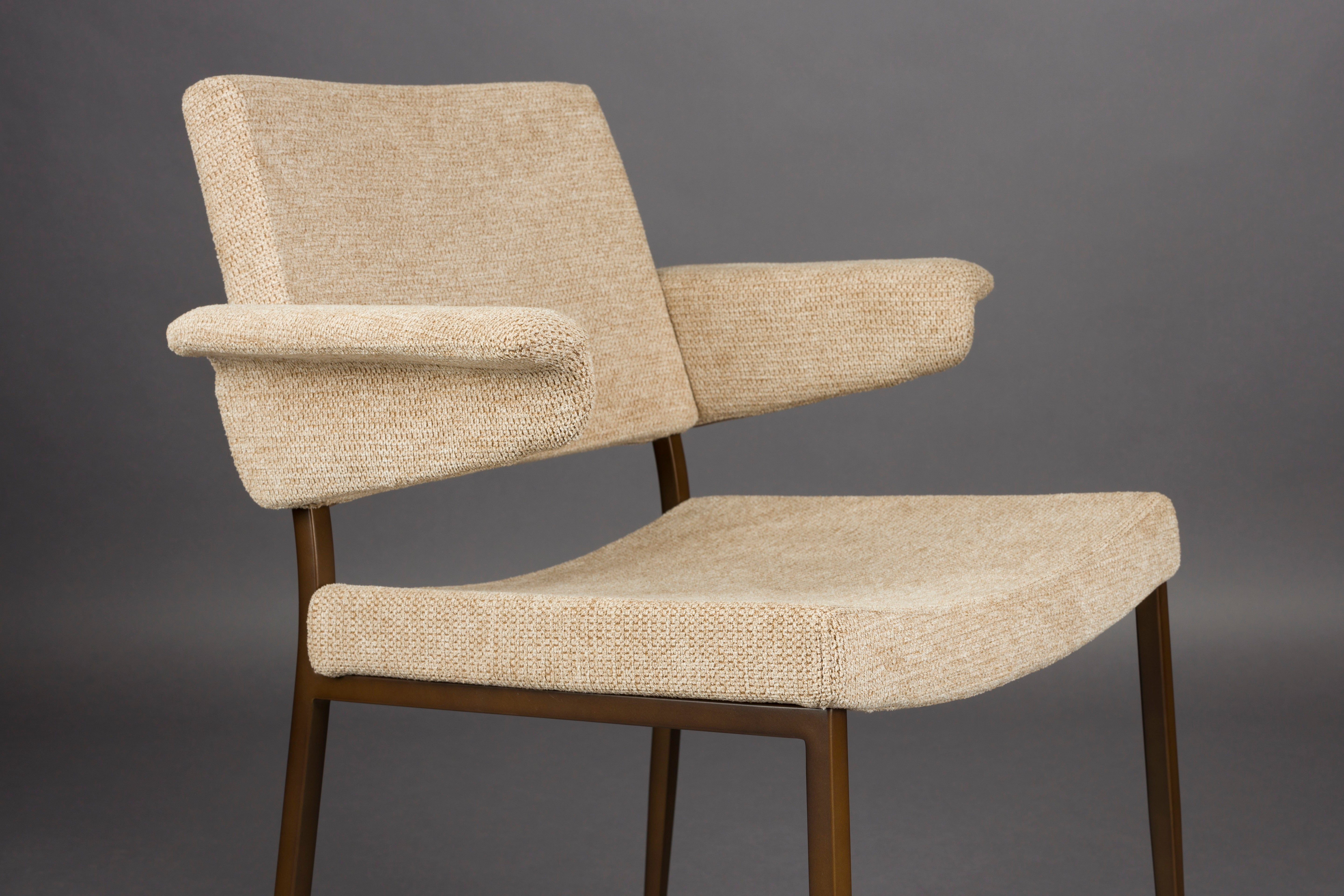 Stuhl PORTLAND beige mit braunem Gestell