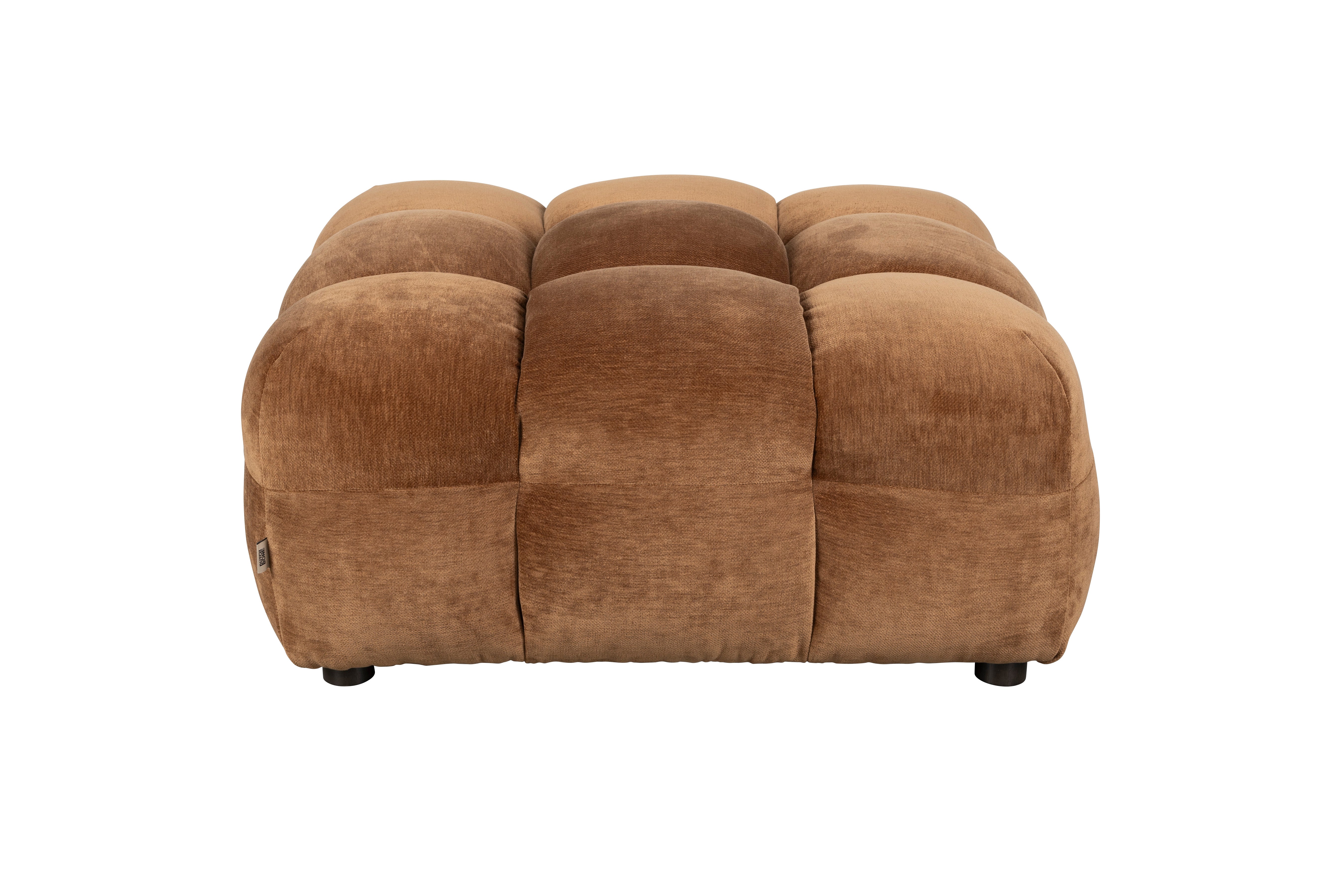 HACKMAN Pouf aus cognacfarbenem Velours