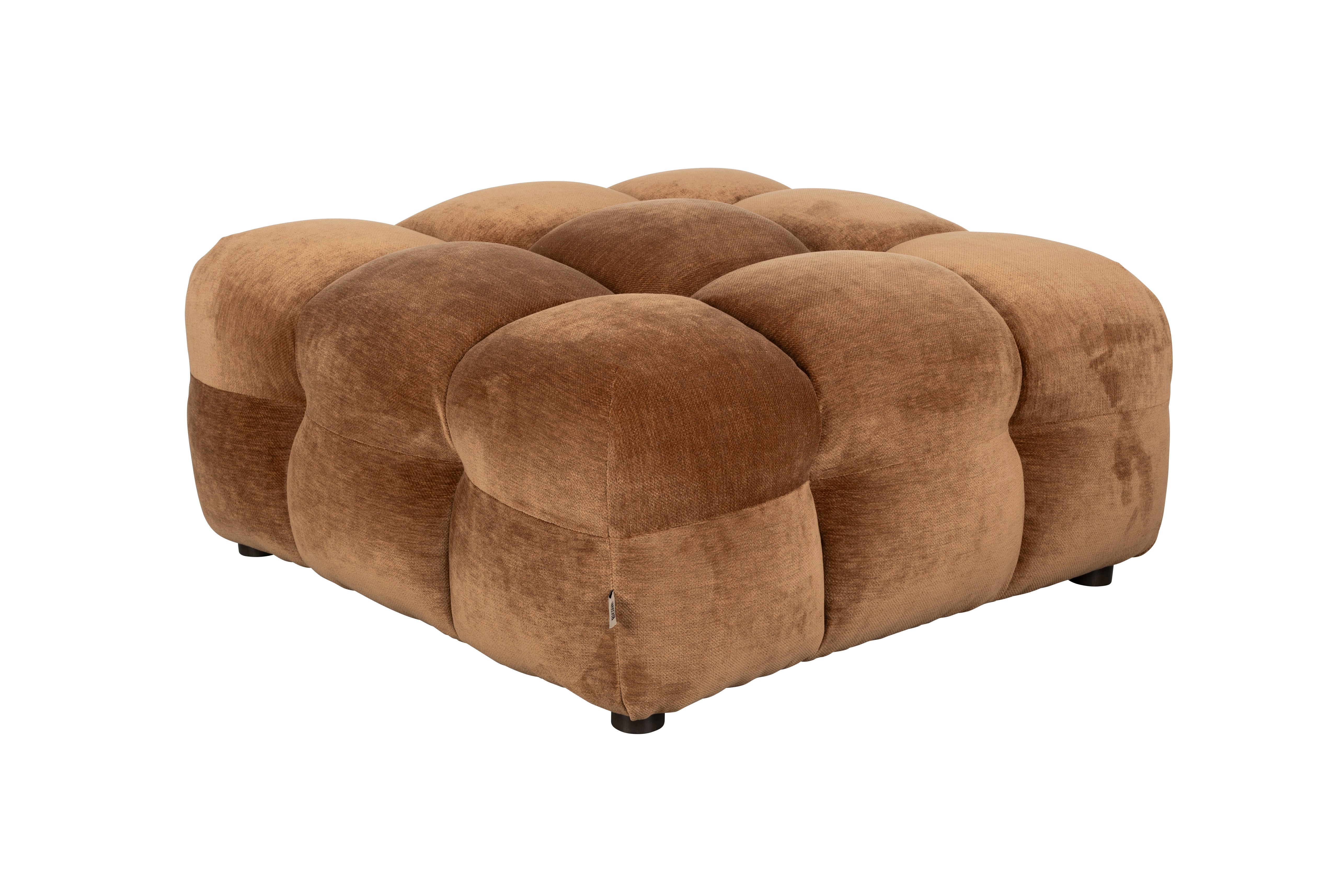 HACKMAN Pouf aus cognacfarbenem Velours