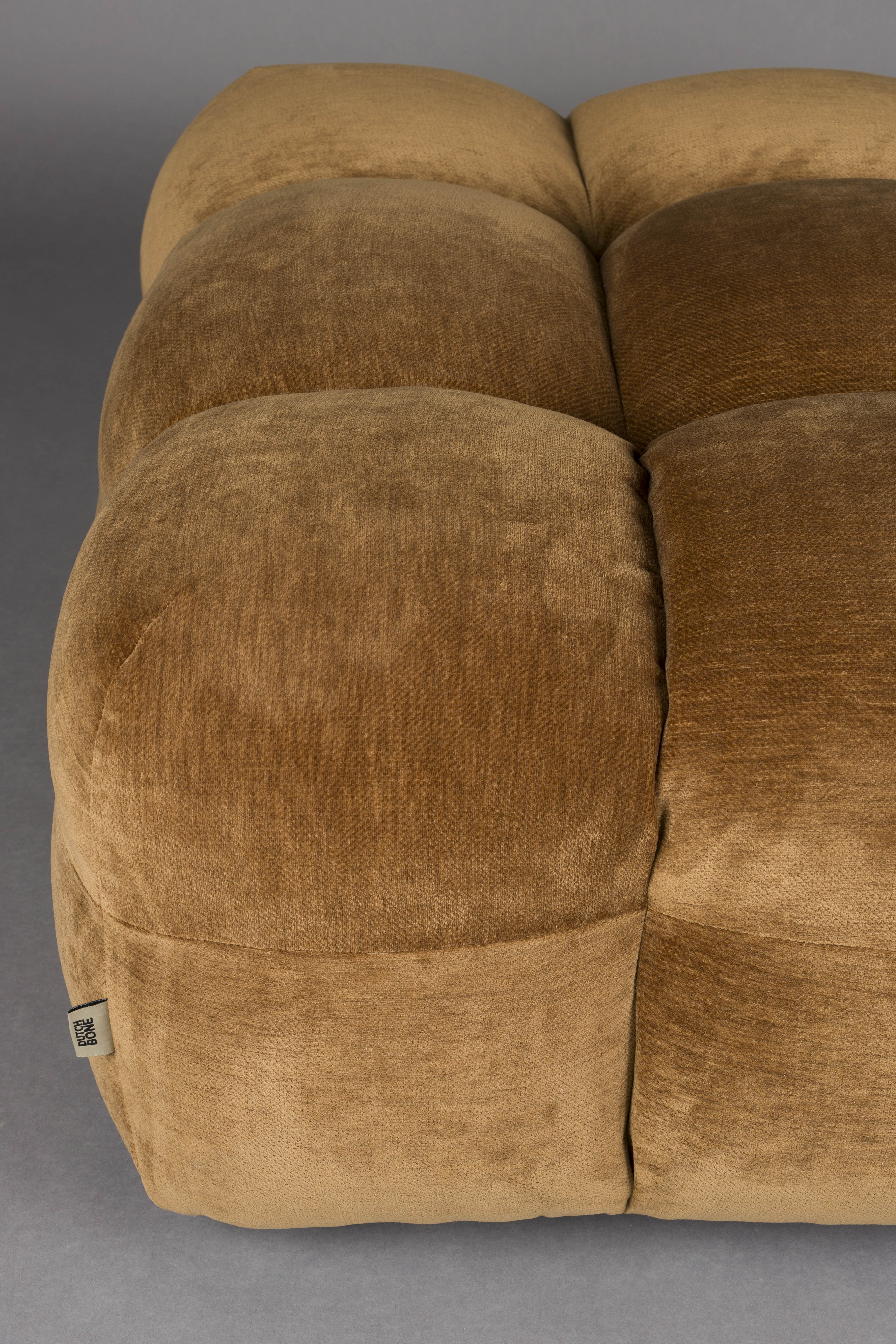 HACKMAN Pouf aus cognacfarbenem Velours