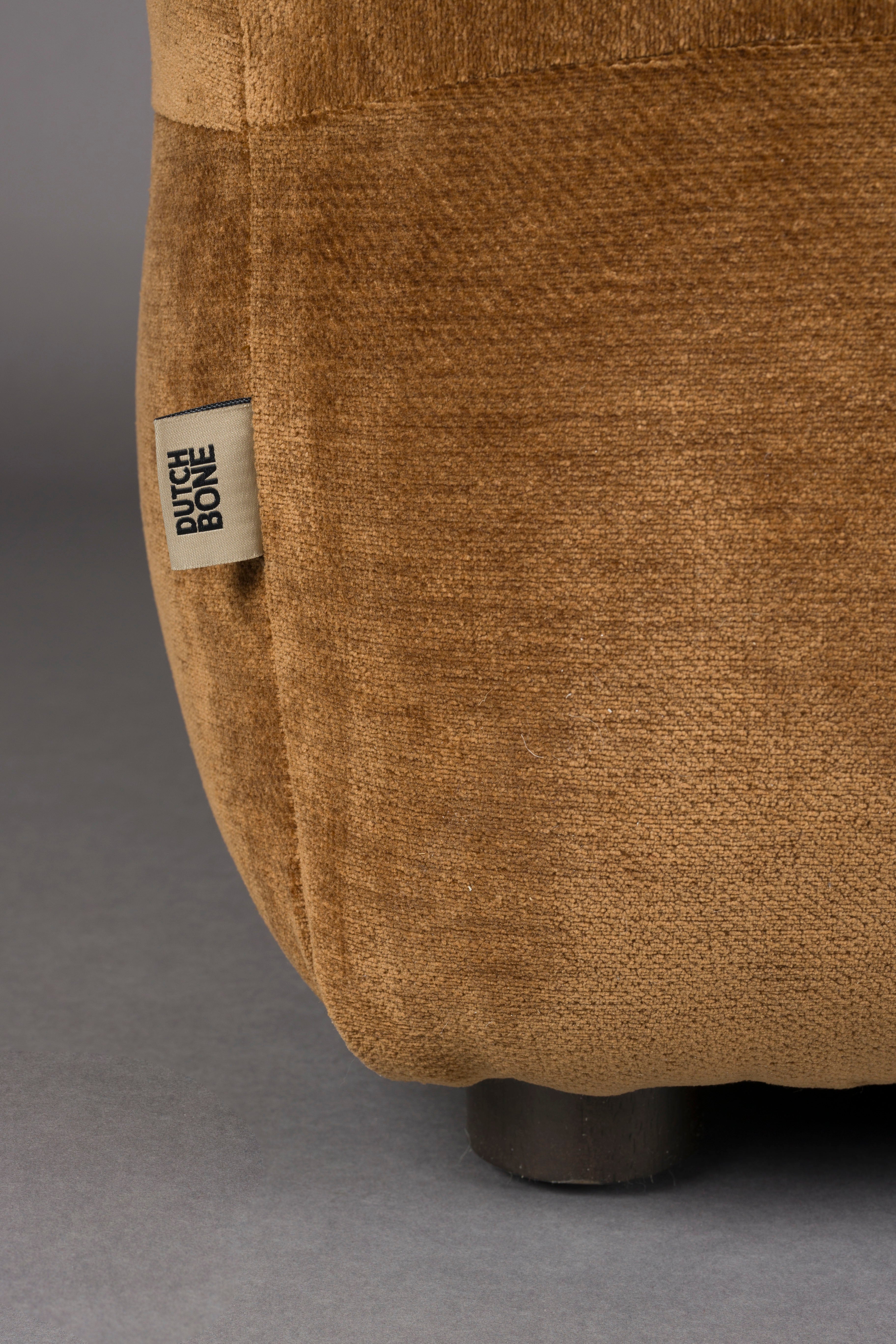 HACKMAN Pouf aus cognacfarbenem Velours