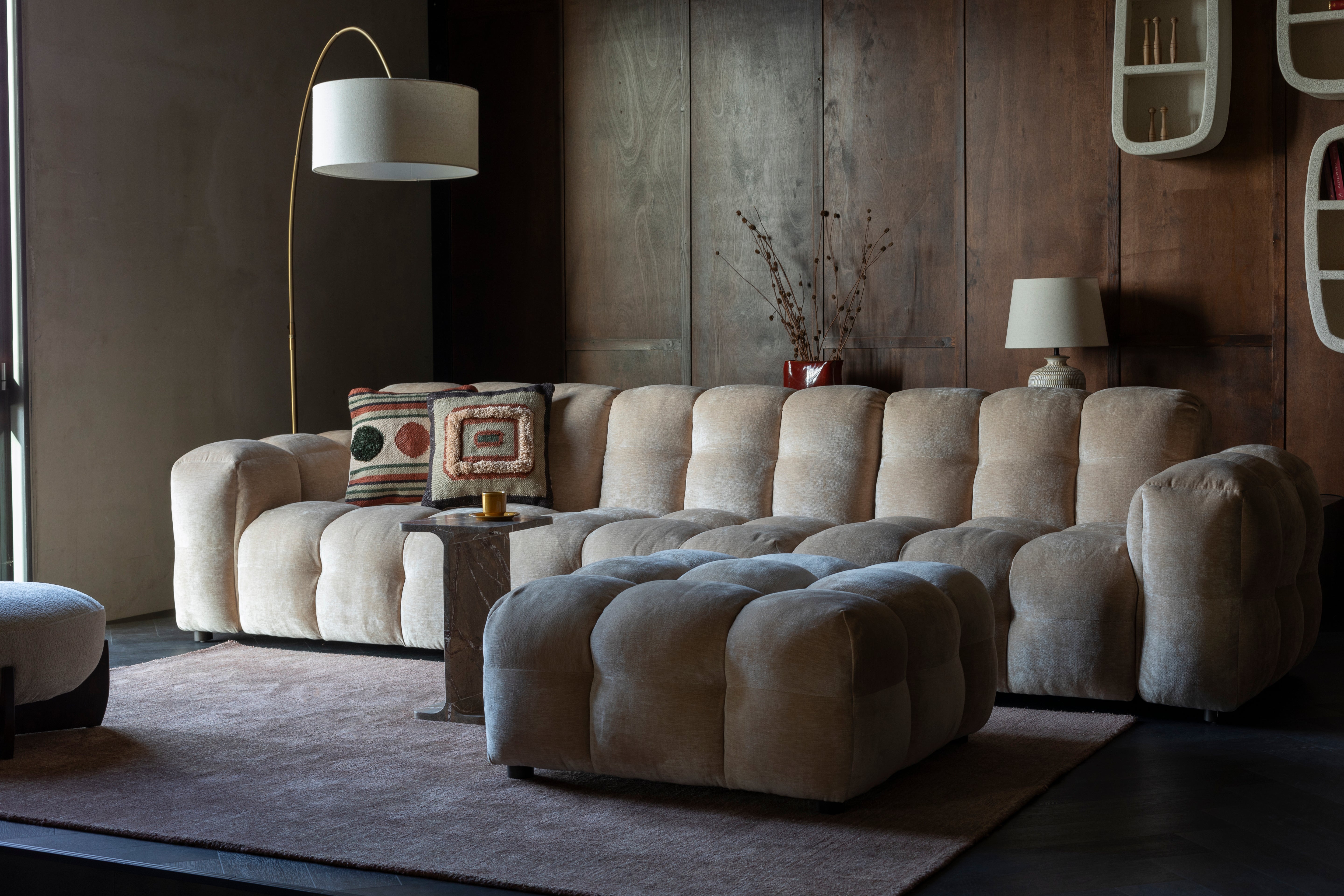 Hackman Puff Beige Velvet