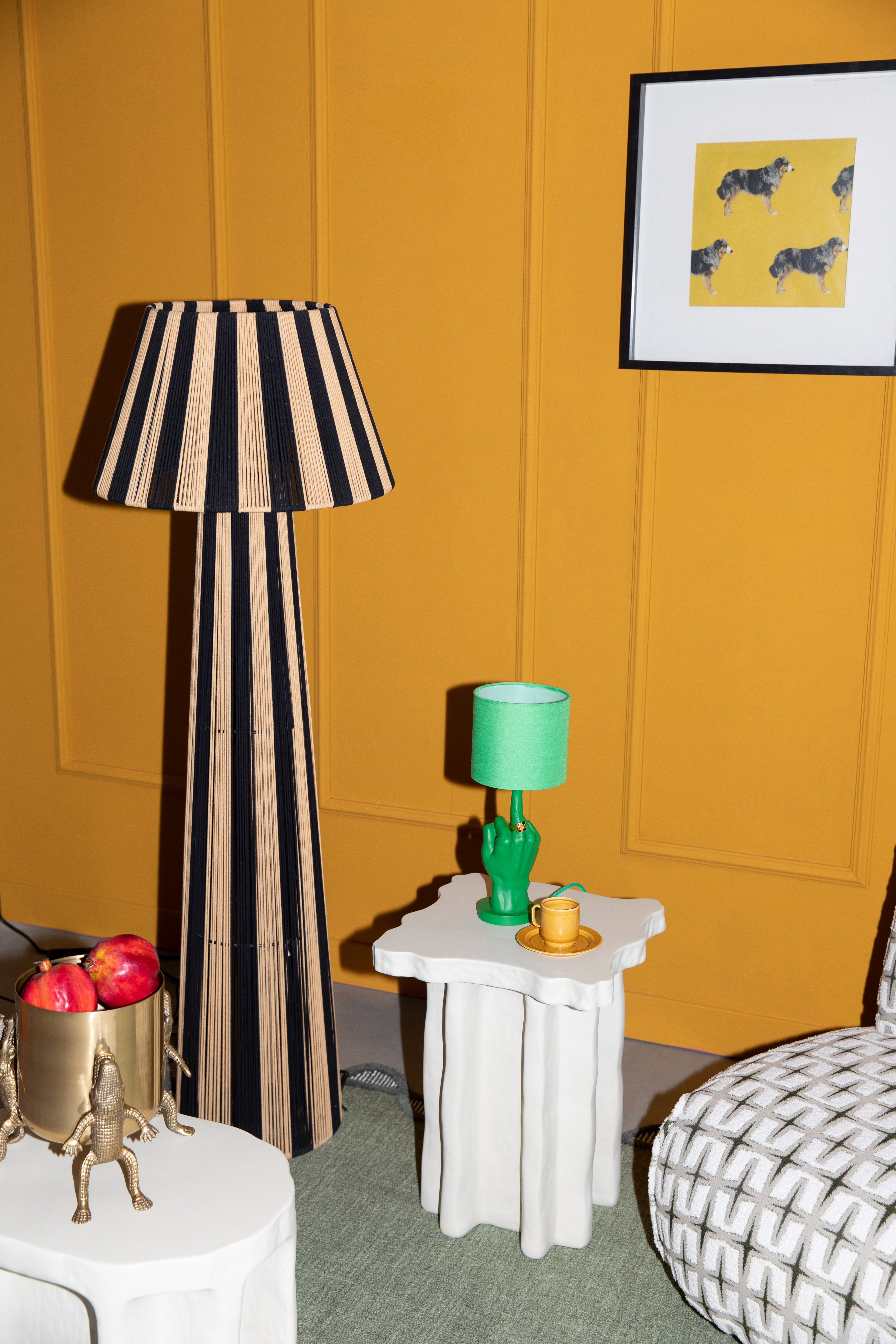 STRIPE IT UP floor lamp light brown with black