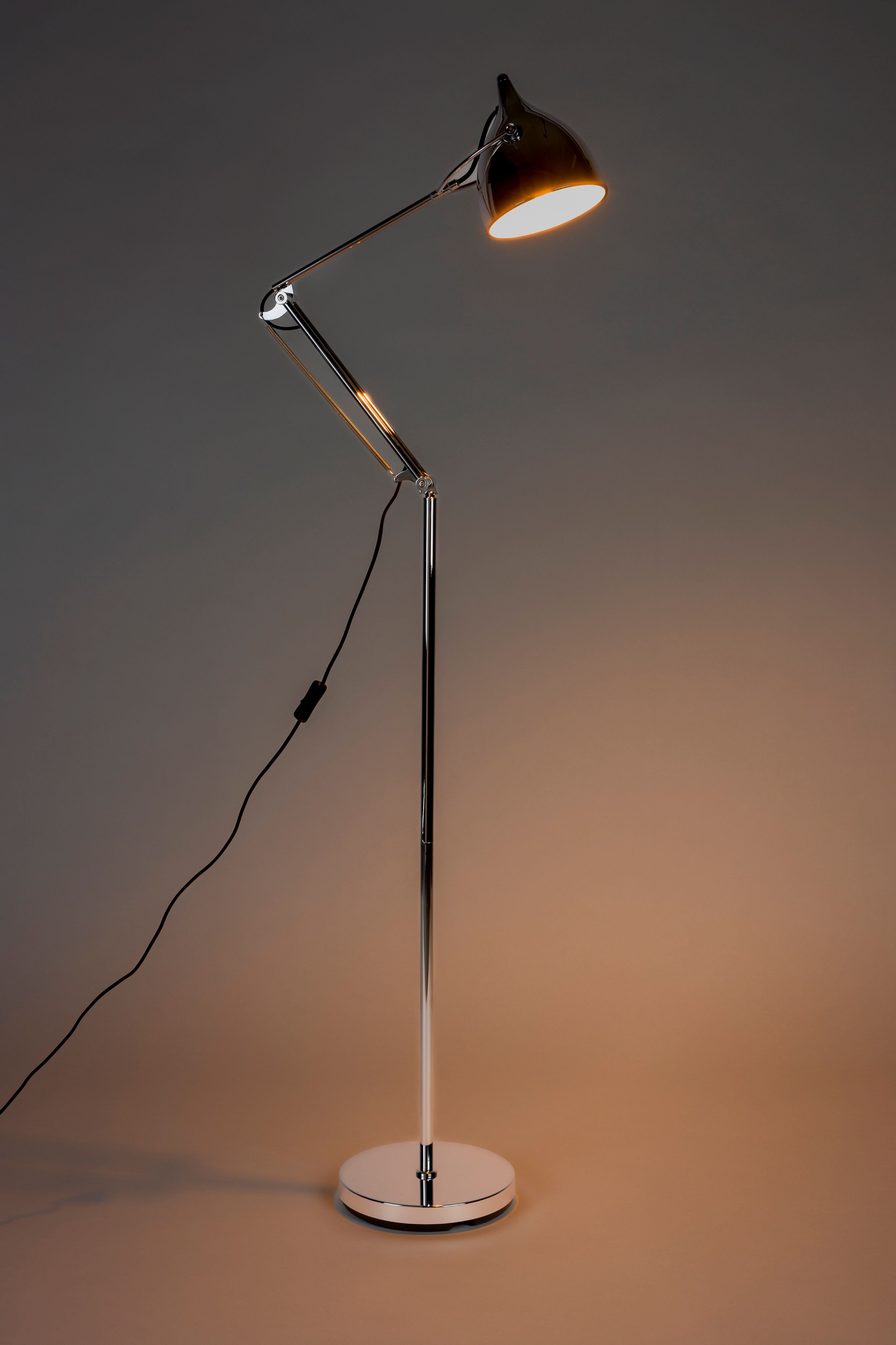 READER silver reading floor lamp