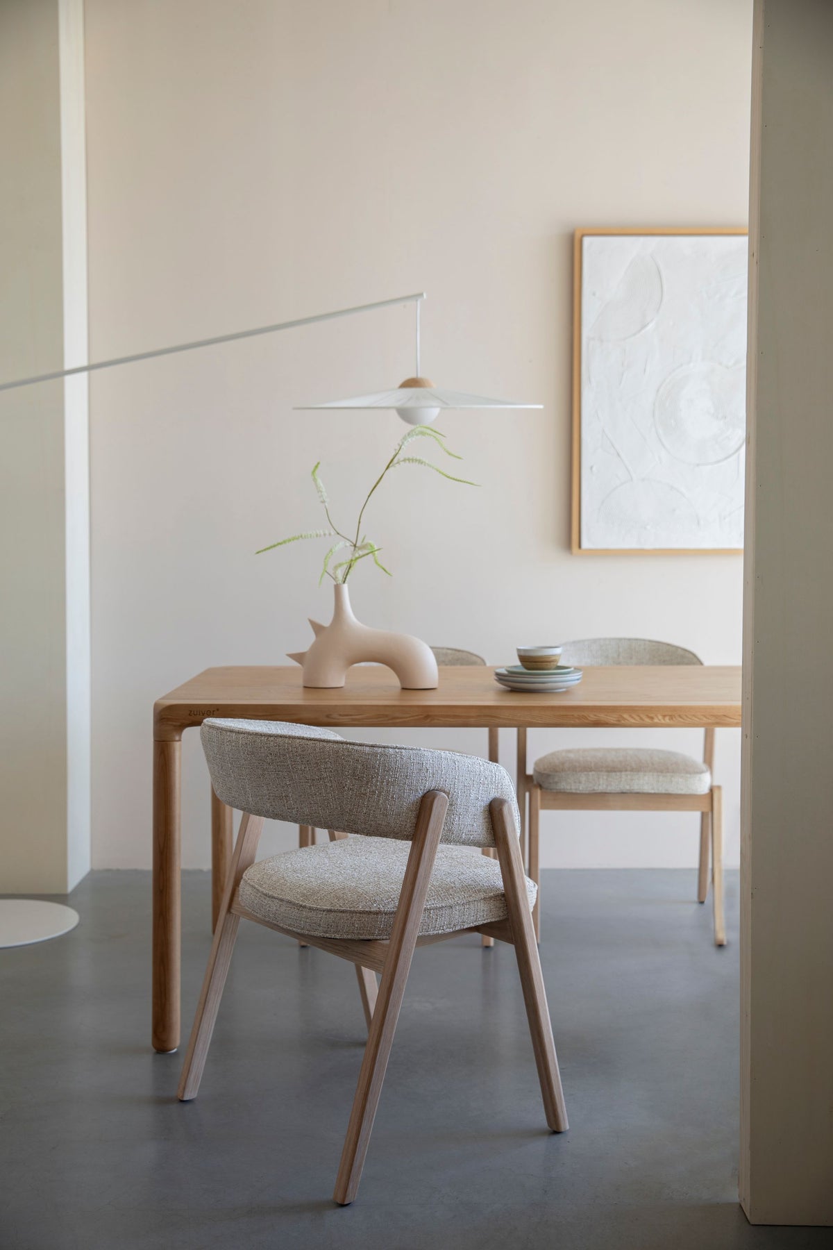 Sessel mit Armlehnen BRIGHT braun meliert mit Eichenbasis