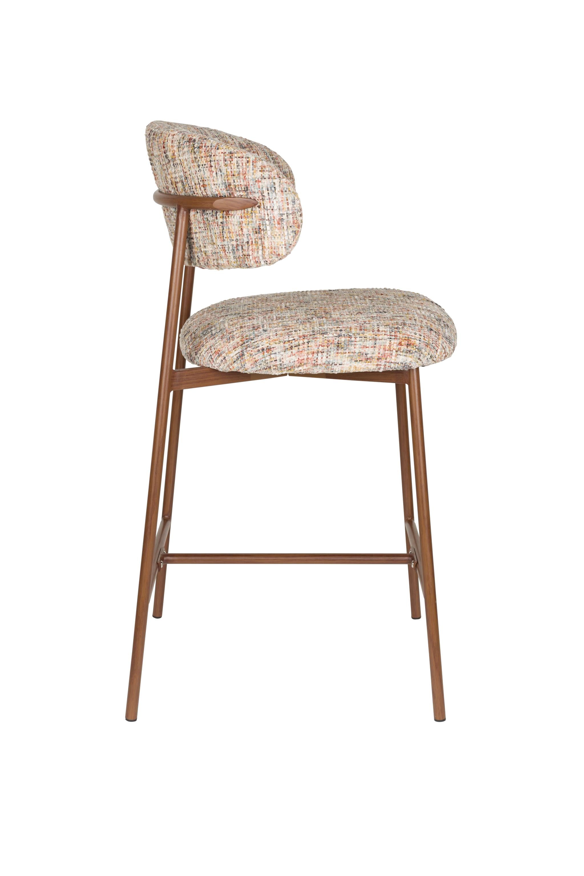 CLAES Bar Stool Beige Melange with Brown Base