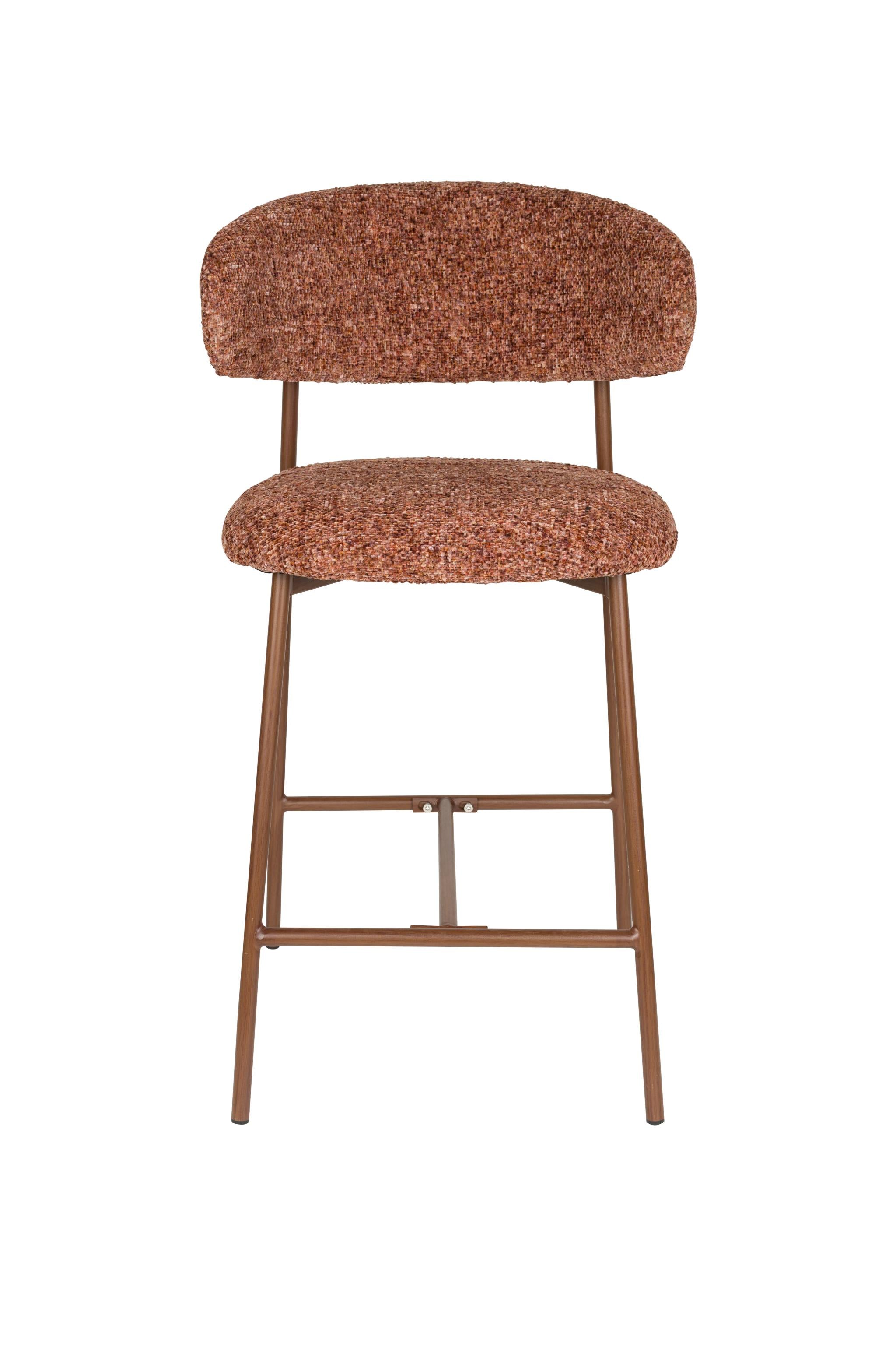 CLAES Bar Stool Terracotta with Brown Base