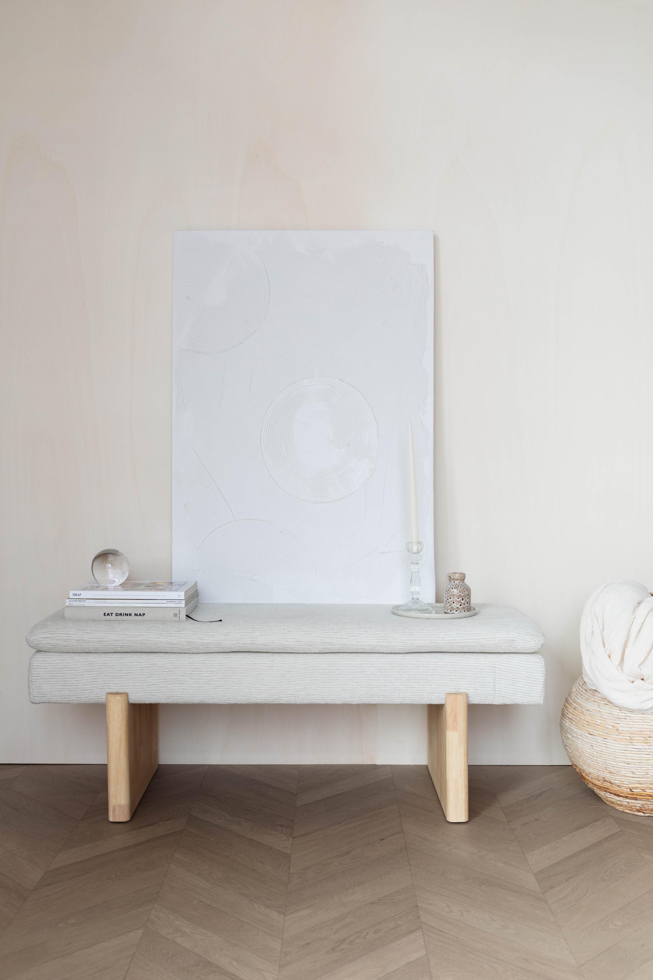 Bank JAPPO hellgrau mit Holzgestell