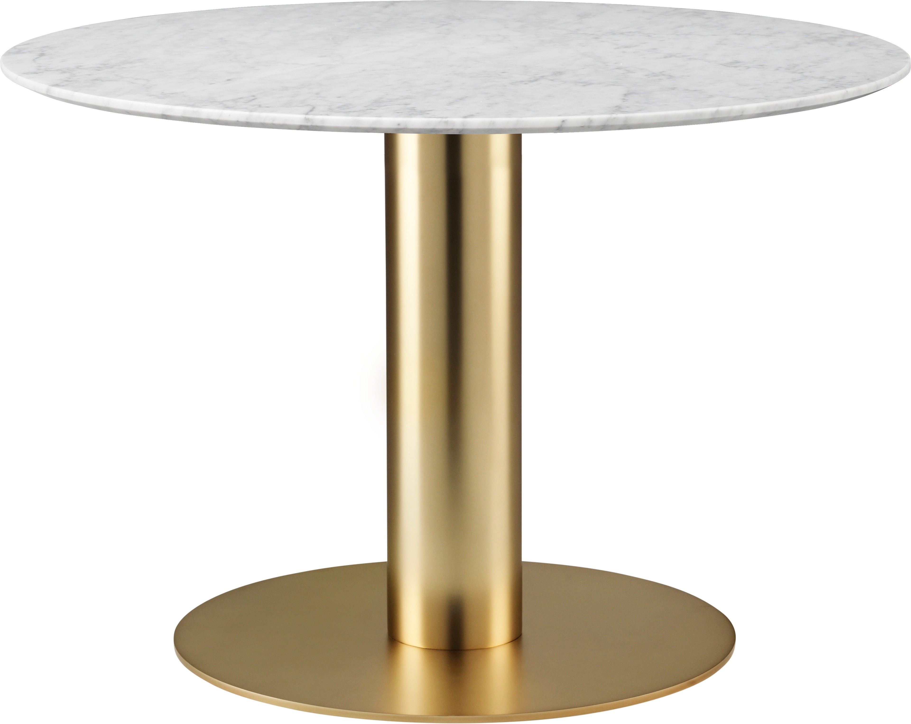 Runder Tisch 2.0 aus weißem Marmor mit goldenem Fuß