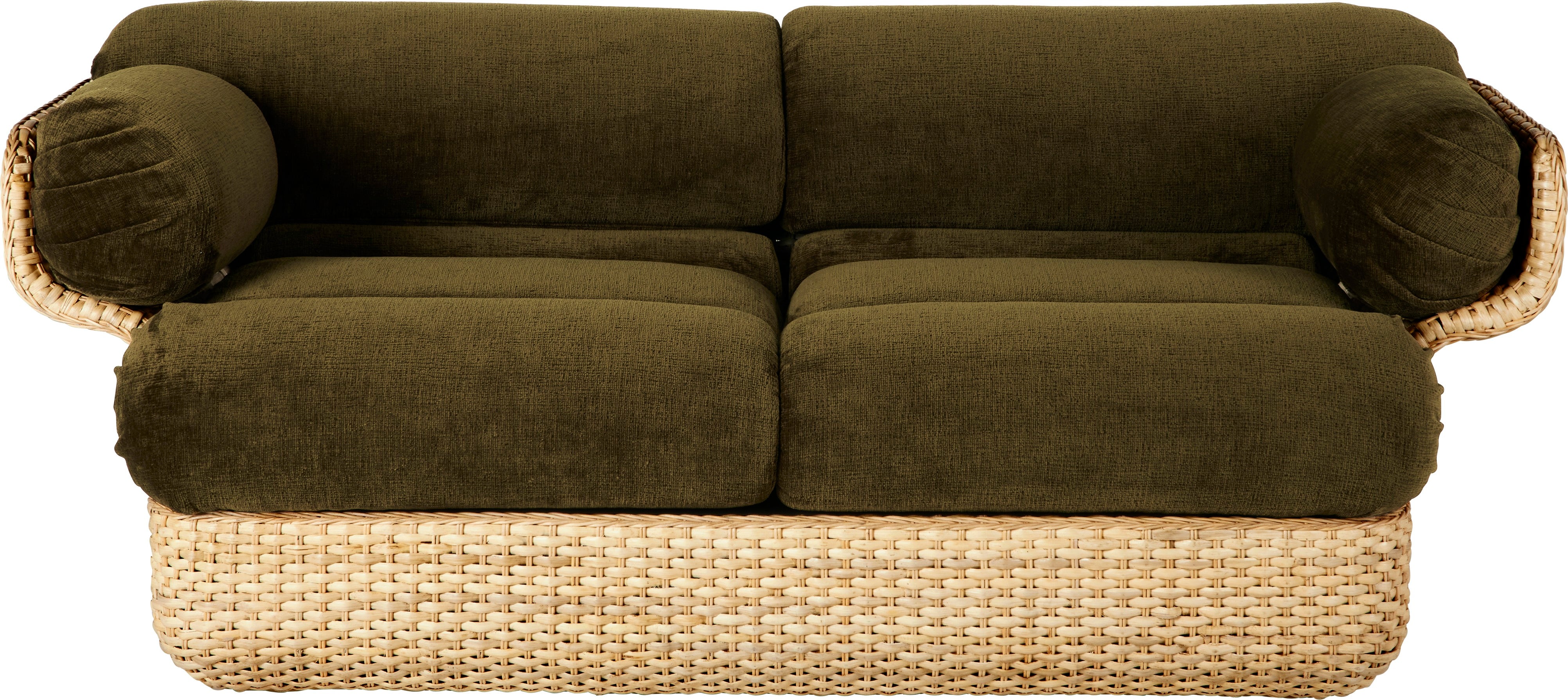 BASKET 2-Sitzer-Sofa grün mit Rattan