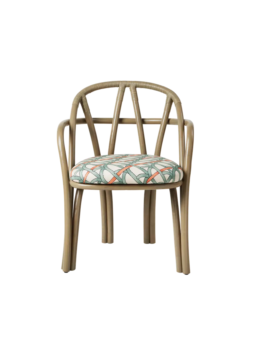 BISTRA upholstered chair with an olive rattan base