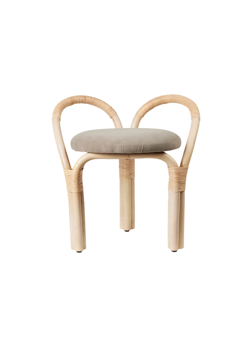 Polsterhocker BISTRA mit Rattanbasis