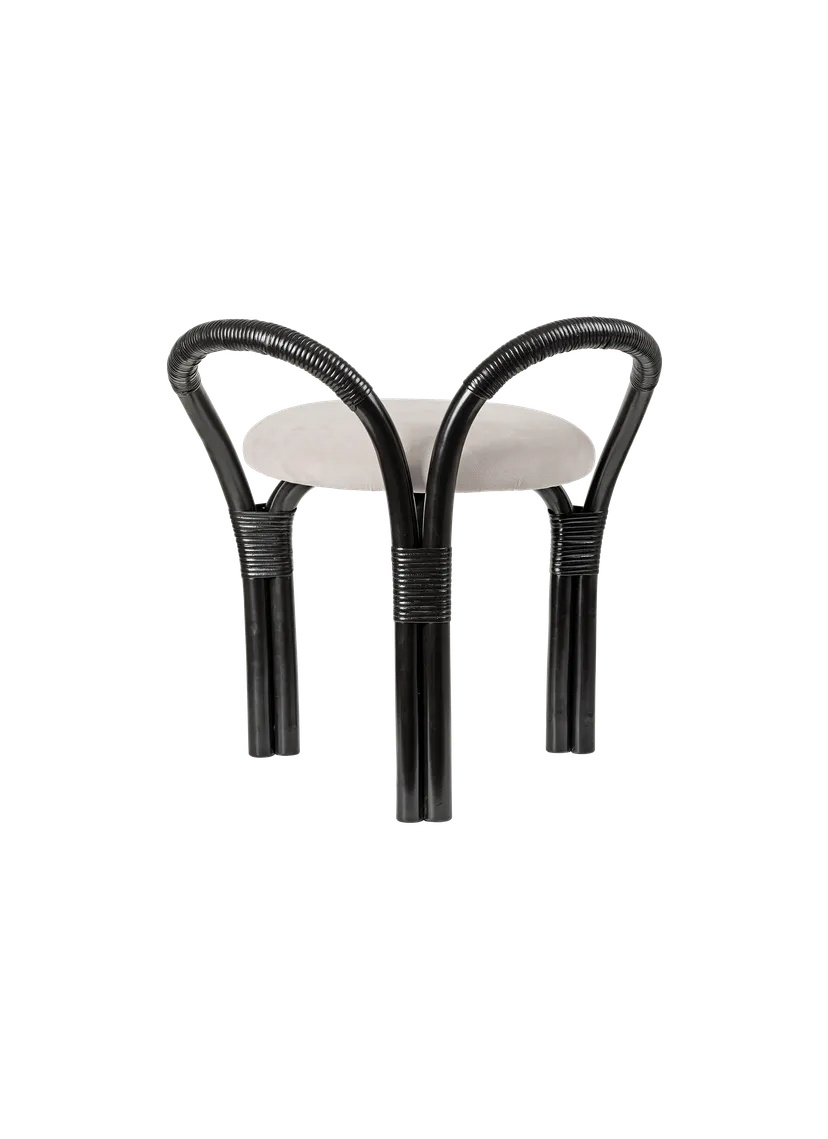 Polsterhocker BISTRA mit rattanfarbener Ebenholzgrundlage