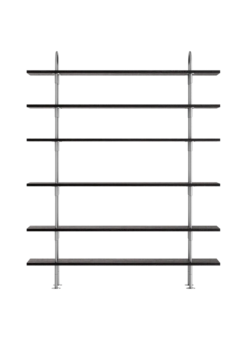 Regal KEEN dunkles Eschenholz mit satinierter Stahlrahmen