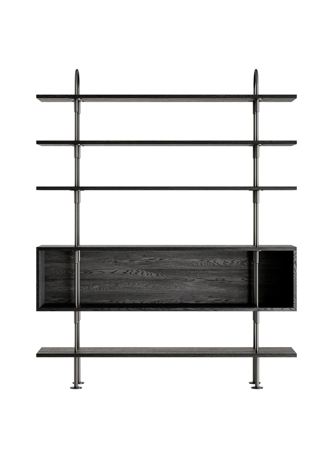 KEEN BOX Shelf dark ash wood with black brass frame