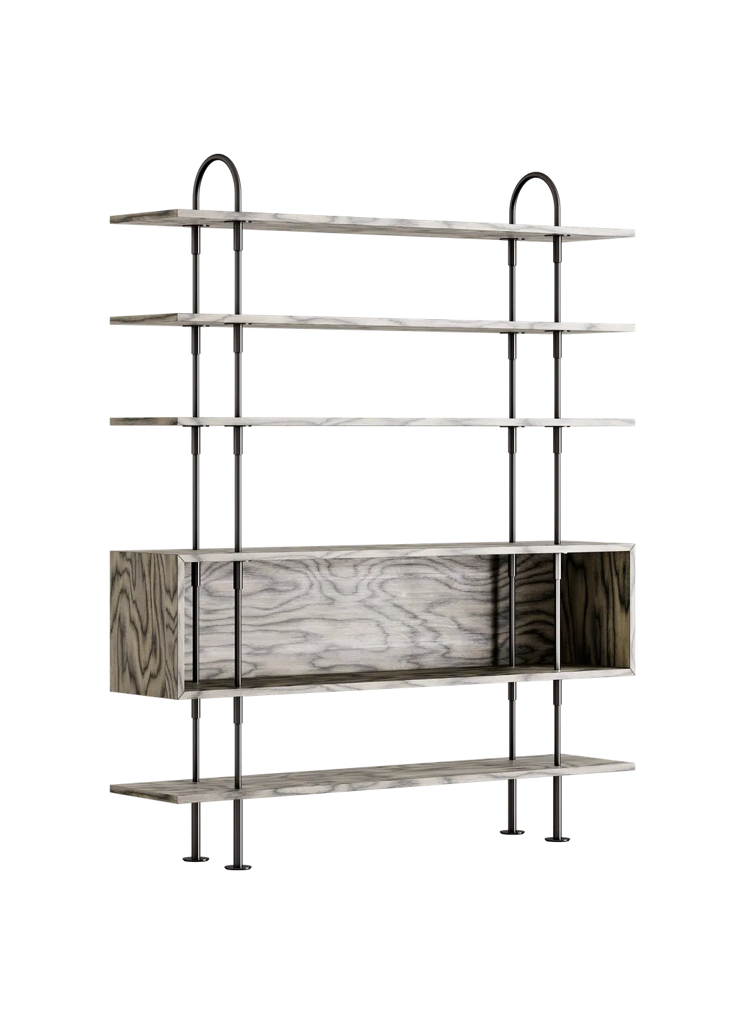 KEEN BOX Shelf gray wood with black brass frame