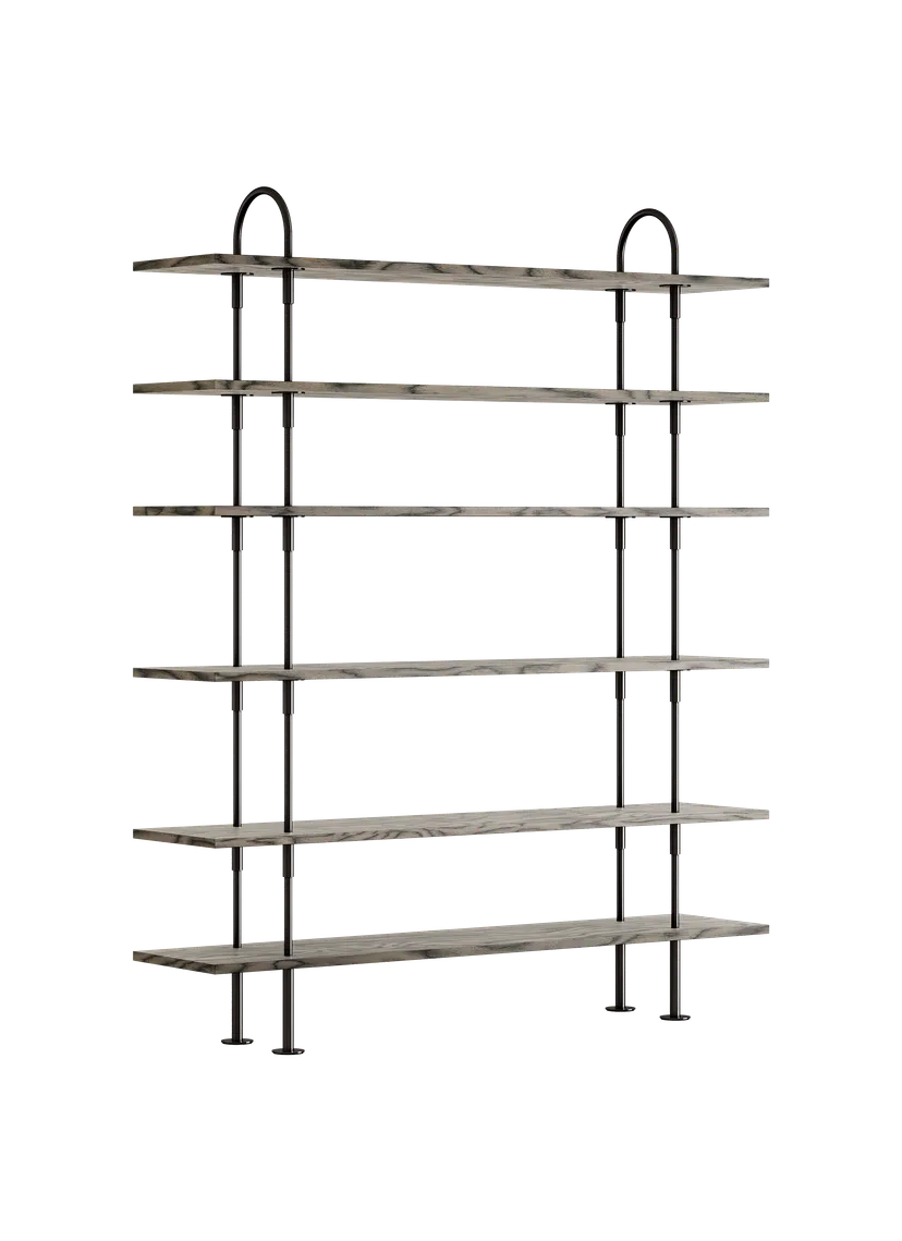 KEEN Shelf in Gray Wood with Black Brass Frame
