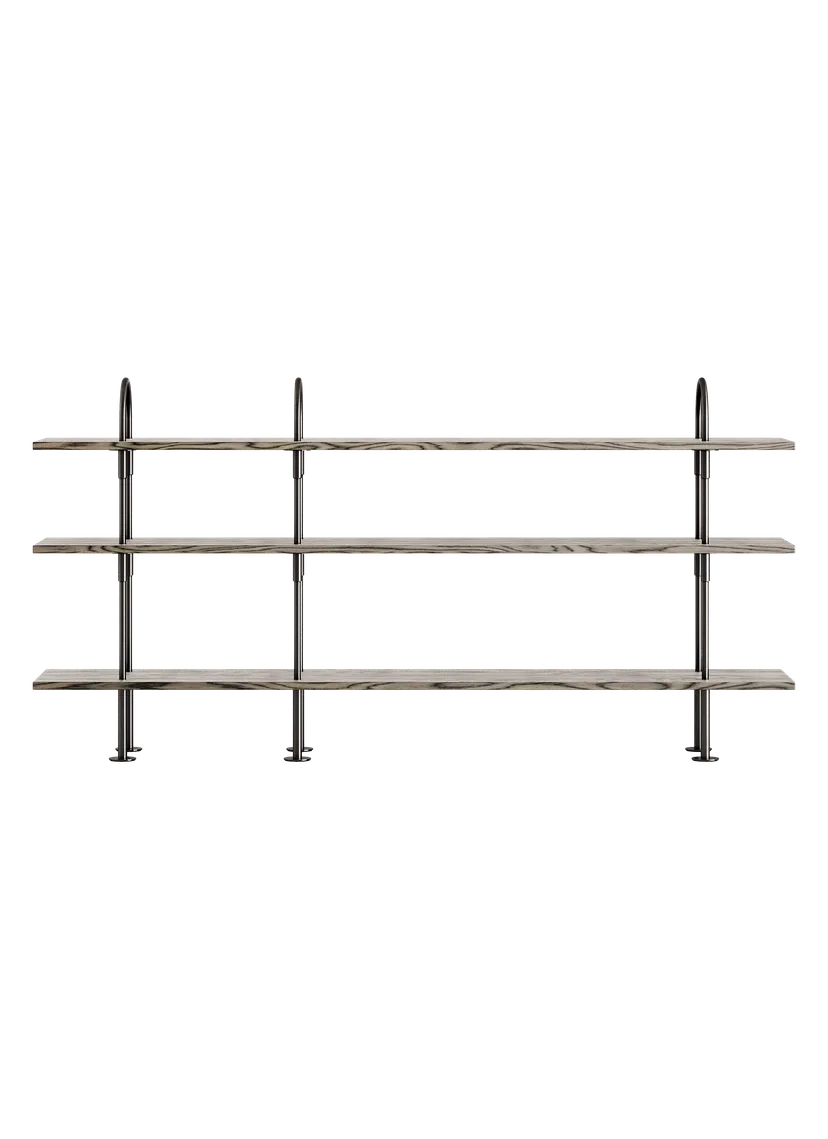 KEEN Shelf in Gray Wood with Black Brass Frame