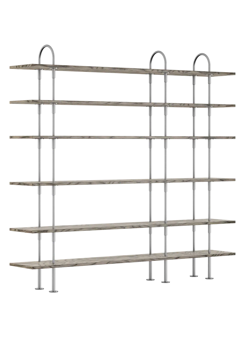 KEEN Shelf gray wood with satin steel frame