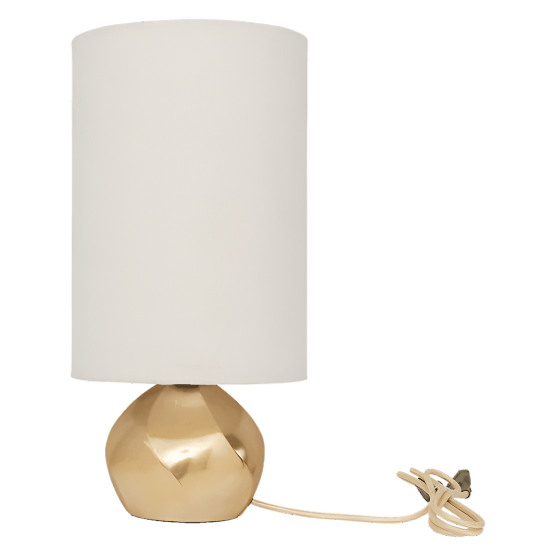 Lampa stołowa SUKI bawełniany klosz ze złotą podstawą