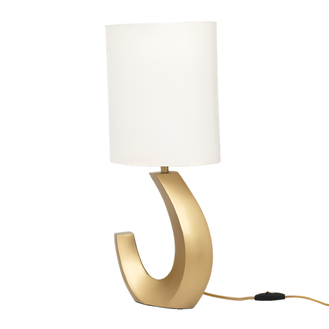 Lampa stołowa ELENA złota podstawa z bawełnianym abażurem