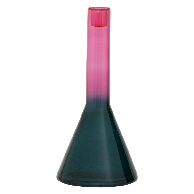 Glas-Teelichthalter FRISK rosa mit grünem