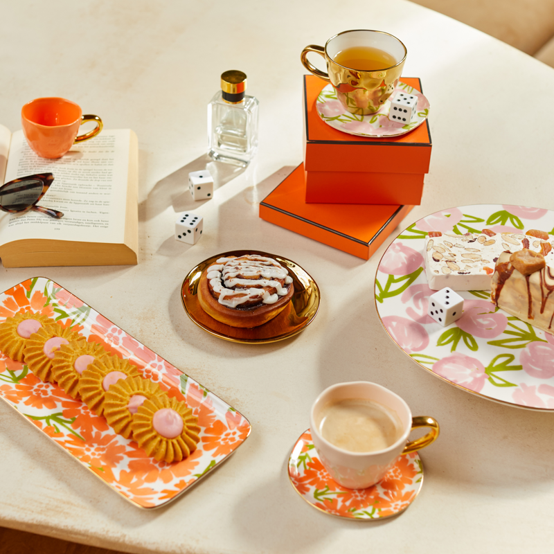 GOOD MORNING orange espresso cup with gold