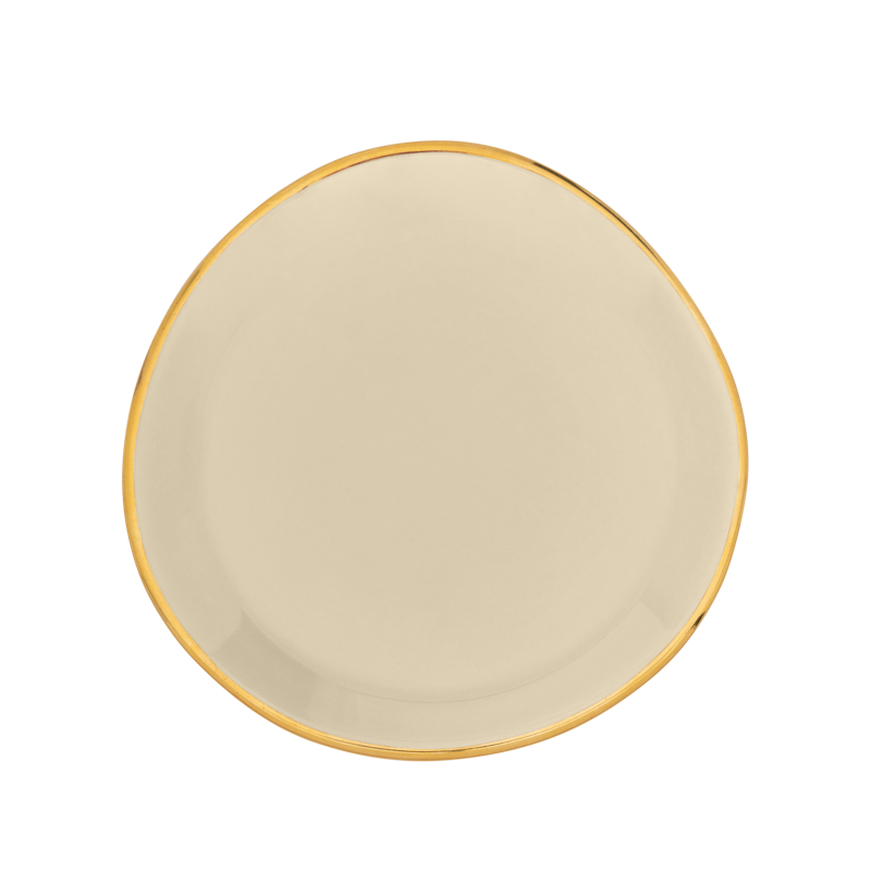 Teller GOOD MORNING cremefarben mit goldener Veredelung