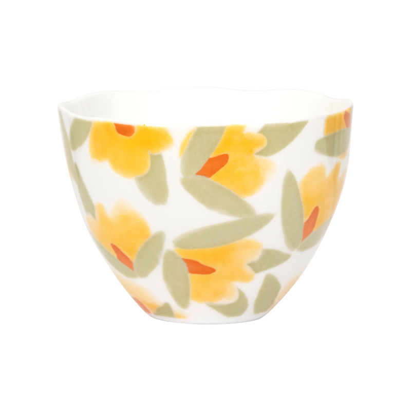 Cappuccino-Tasse LILJA mit gelbem Blumenmuster
