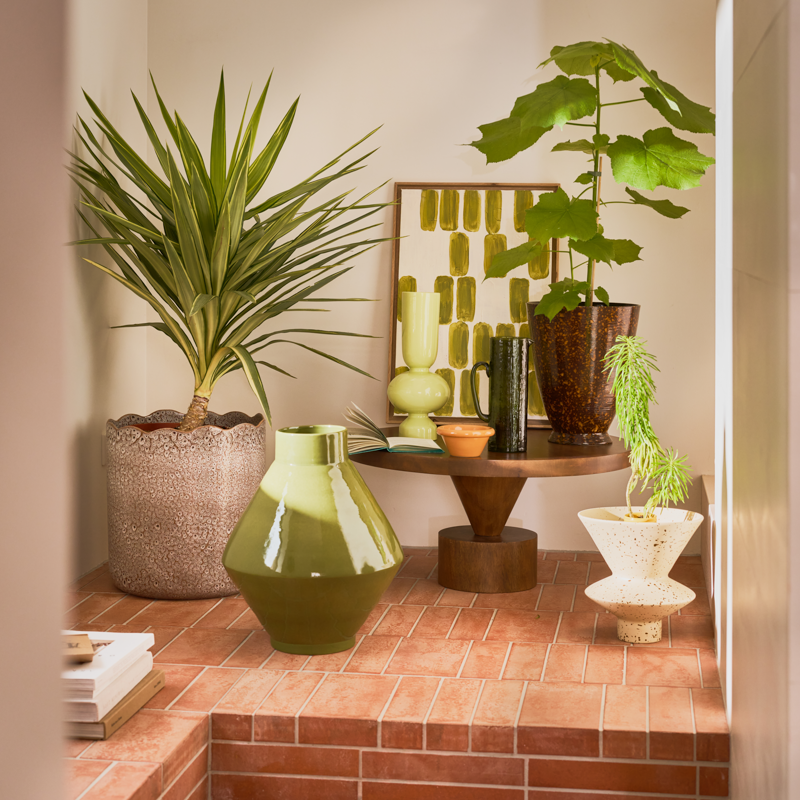 Donica aus Keramik RIVER braun mit Weiß