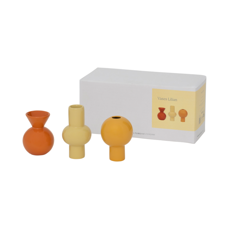 Vasen-Set LILIAN orange mit Gelb