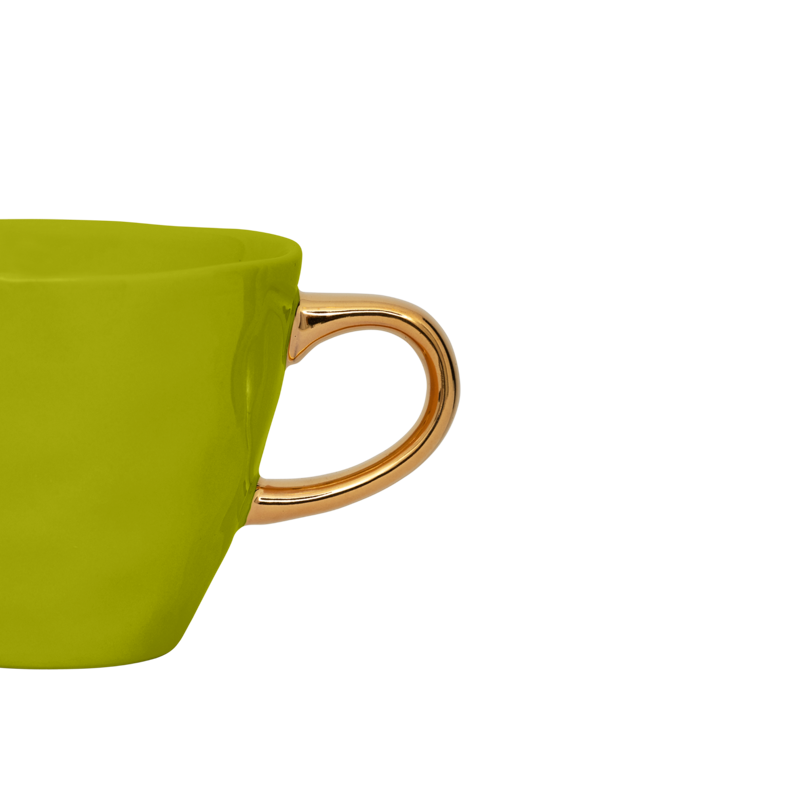 Keramiktasse GOOD MORNING grün mit Gold