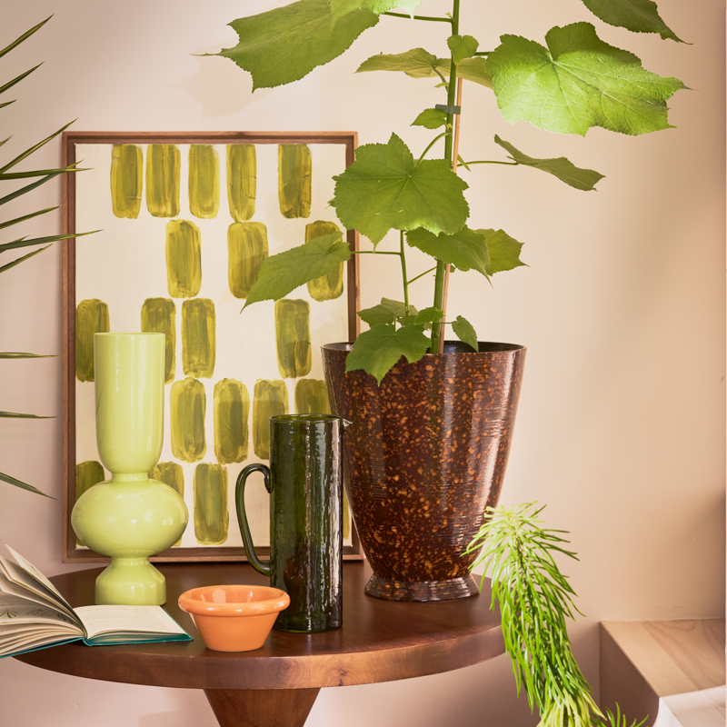 HAMMERED Green Glass Jug