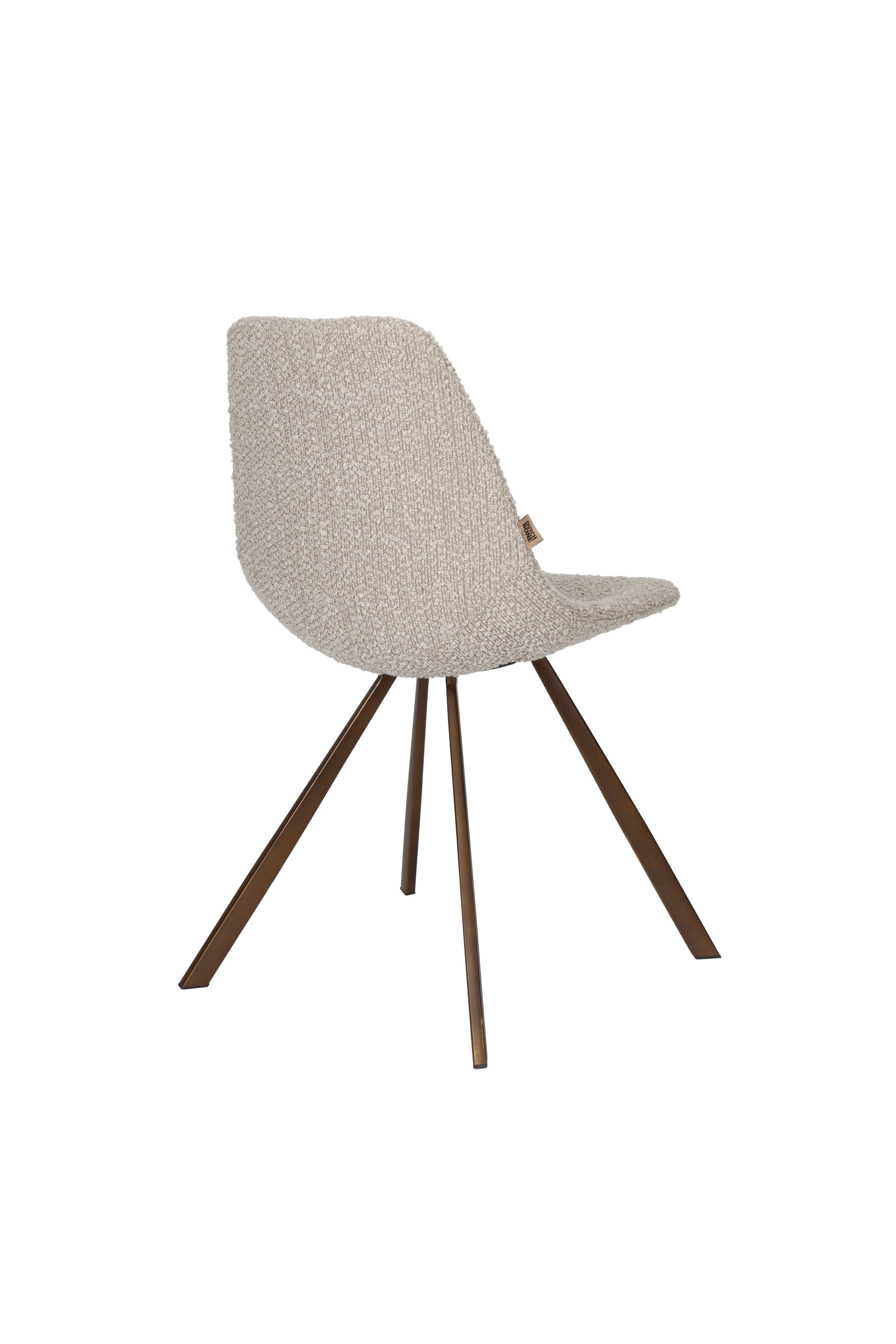 Stuhl FRANKY grau-beige mit braunem Gestell